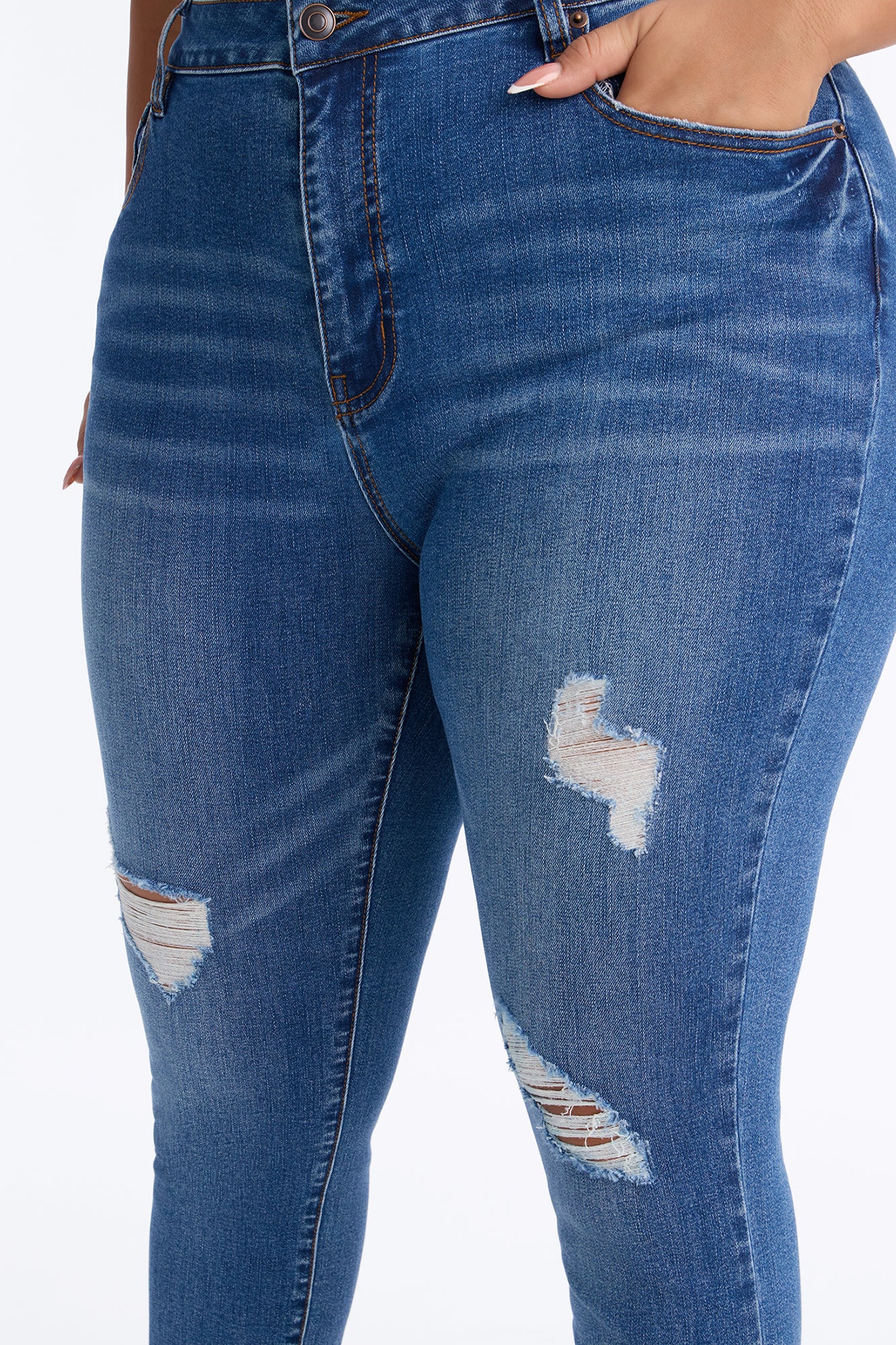 Tall Higher Frequency Stretch Ripped Skinny Jeans - Medium Wash image 3