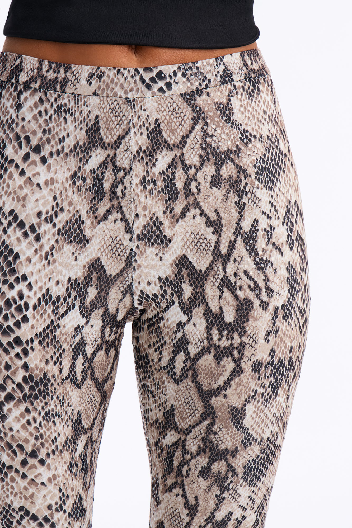 Slick Moves High Rise Snakeskin Capri Leggings - Brown Combo image 7