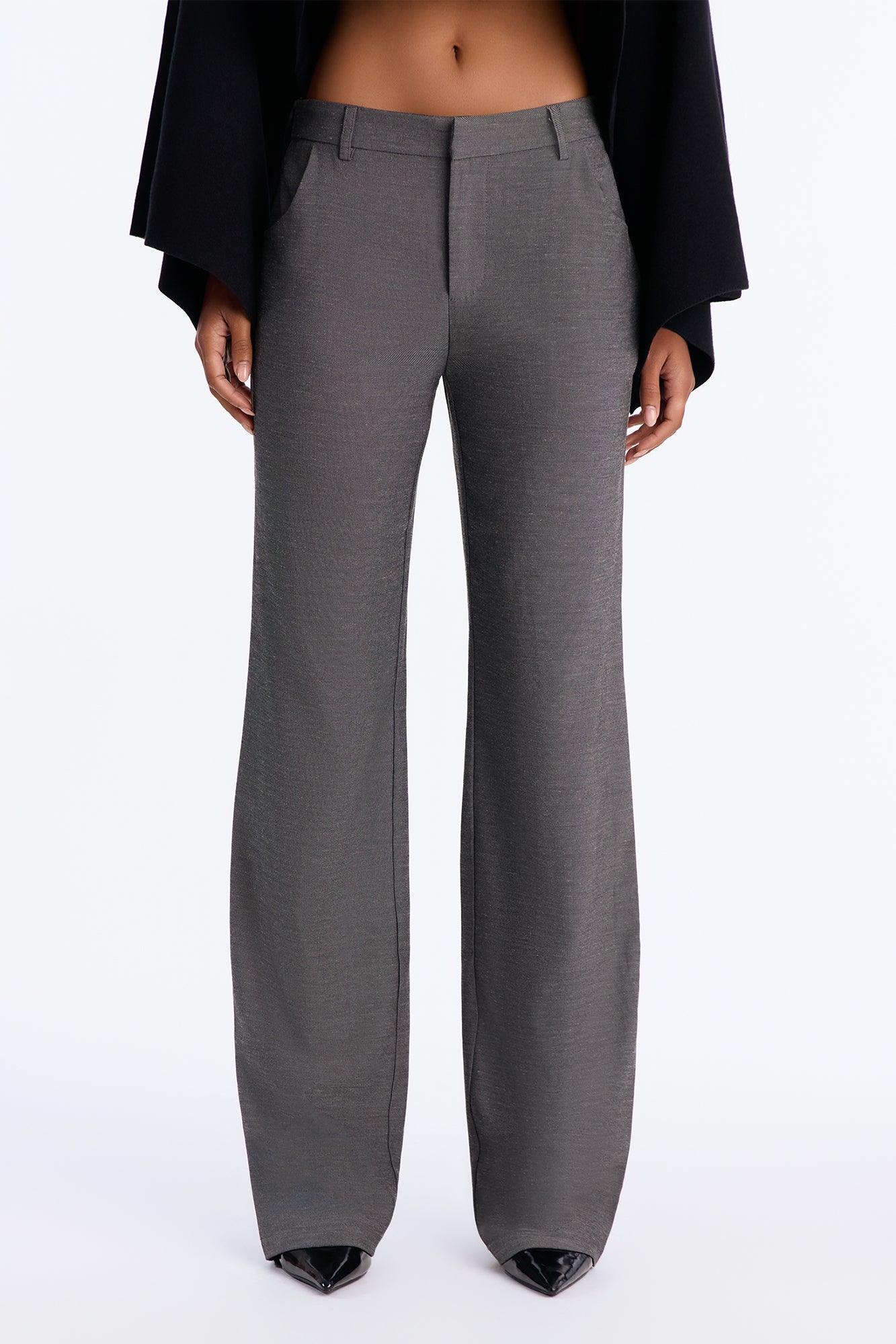 Tall Stacy Low Rise Straight Leg Linen Trouser - Black image 6