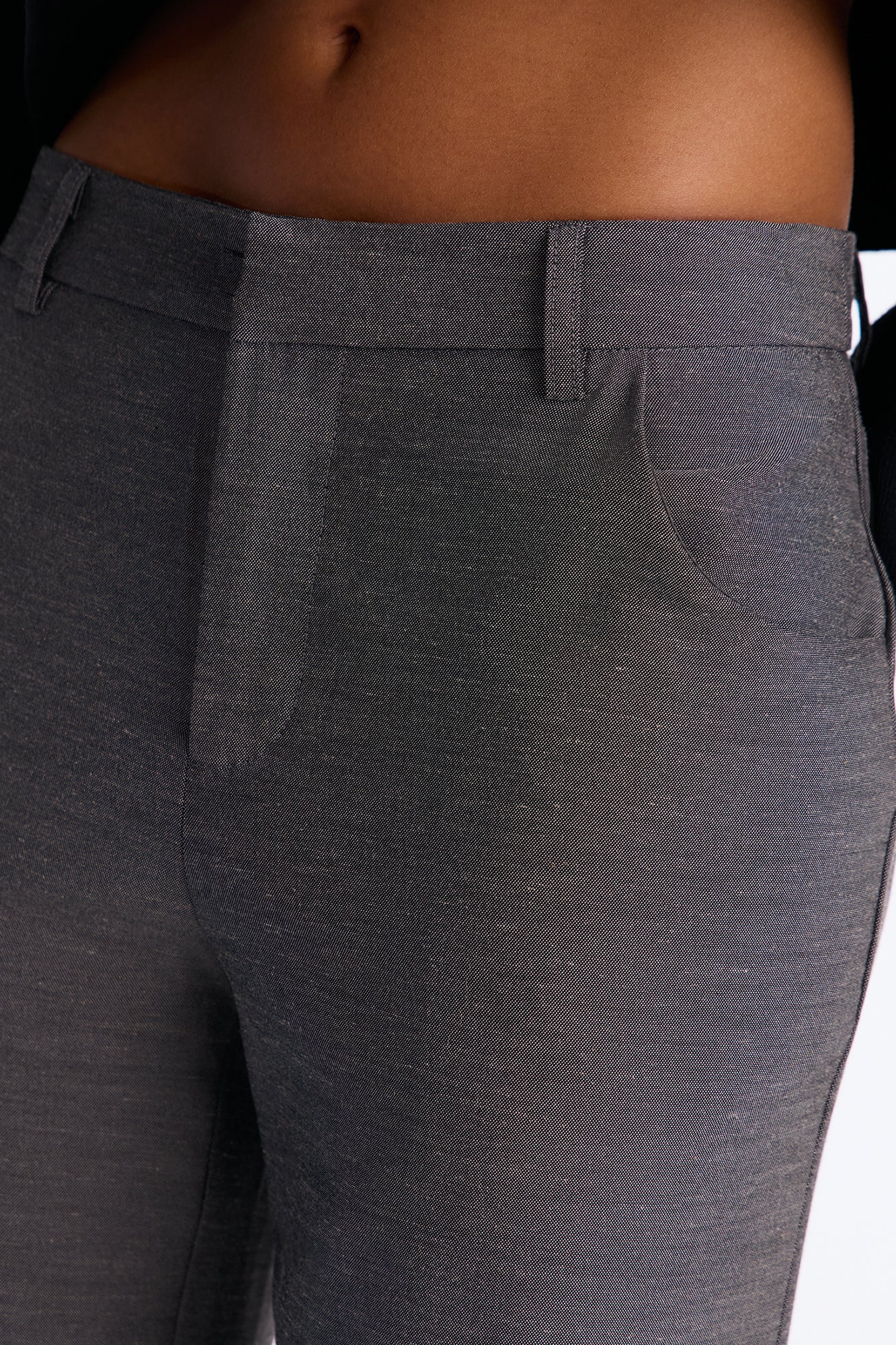 Tall Stacy Low Rise Straight Leg Linen Trouser - Black image 7