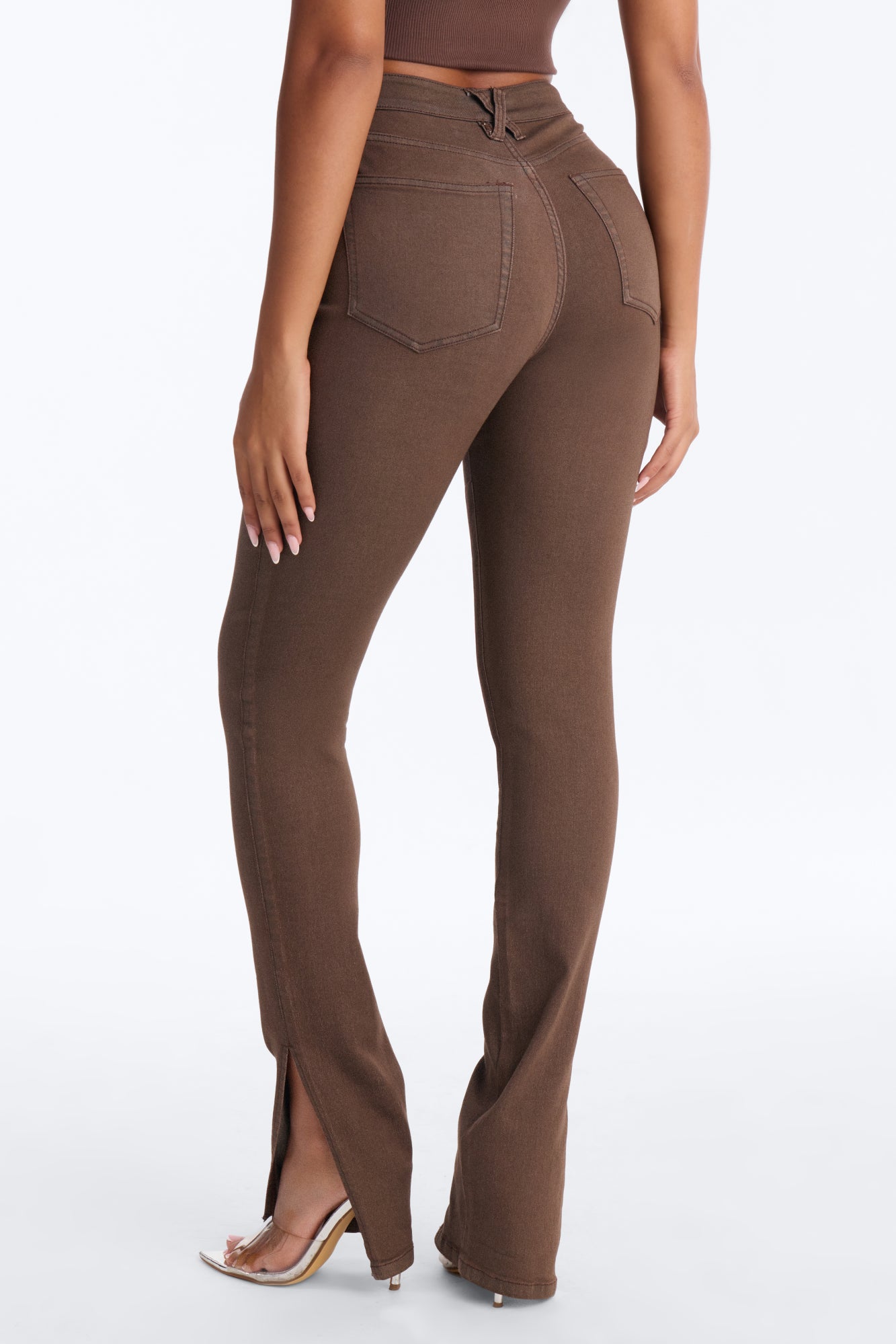 Sierra Split Hem High Rise Stretch Skinny Jeans - Brown image 8