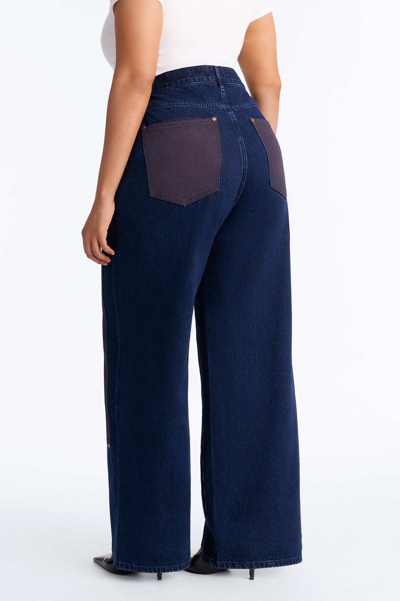 Portia Paneled Utility Baggy Jeans - Dark Wash image 4