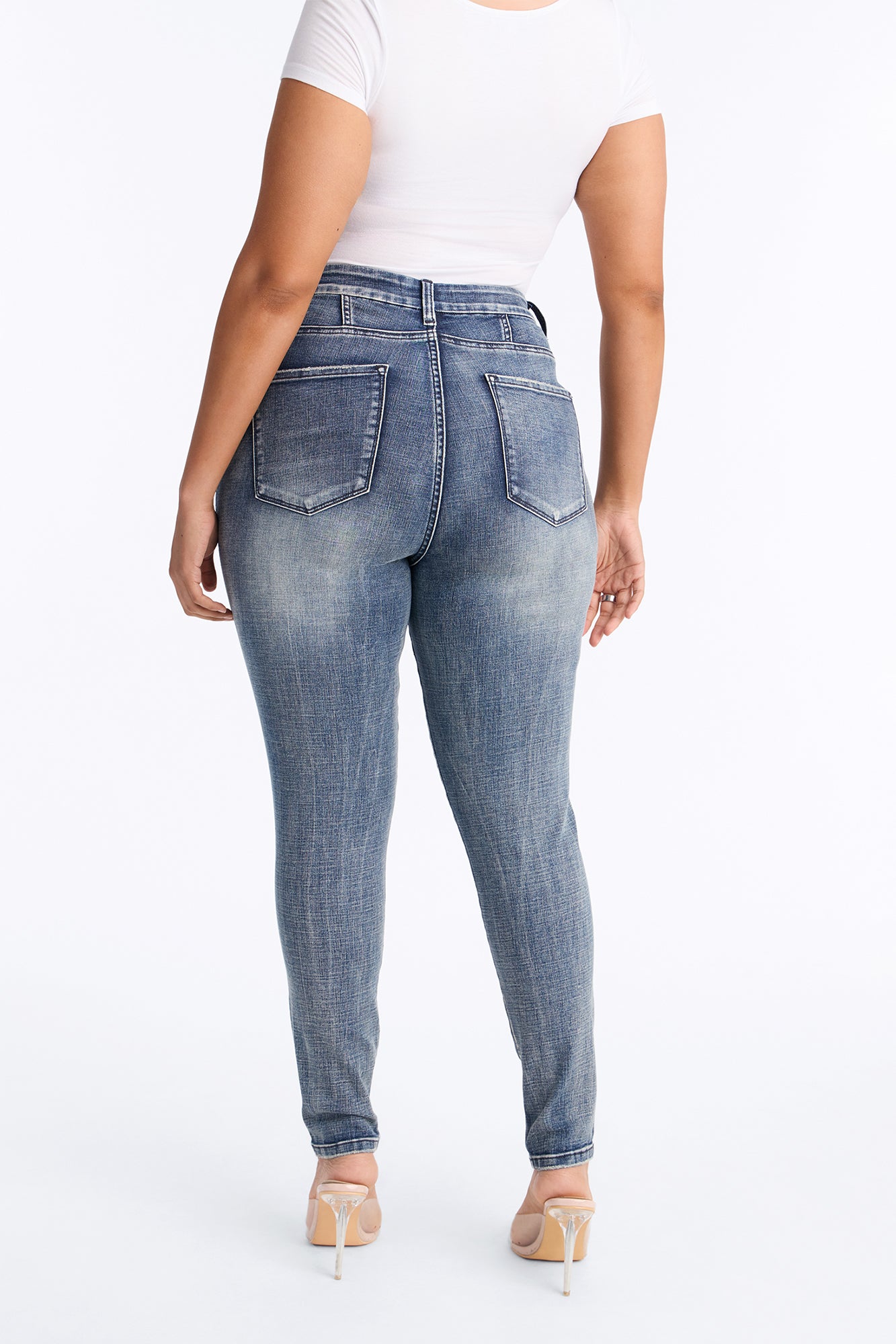 Long Story Short Ripped Sculpting Stretch Skinny Jeans - Medium Wash image 4
