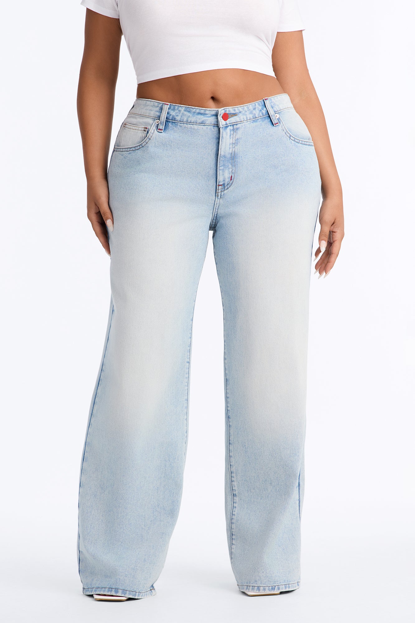 The 412 Low Rise Rigid Wide Leg Jeans - Light Wash