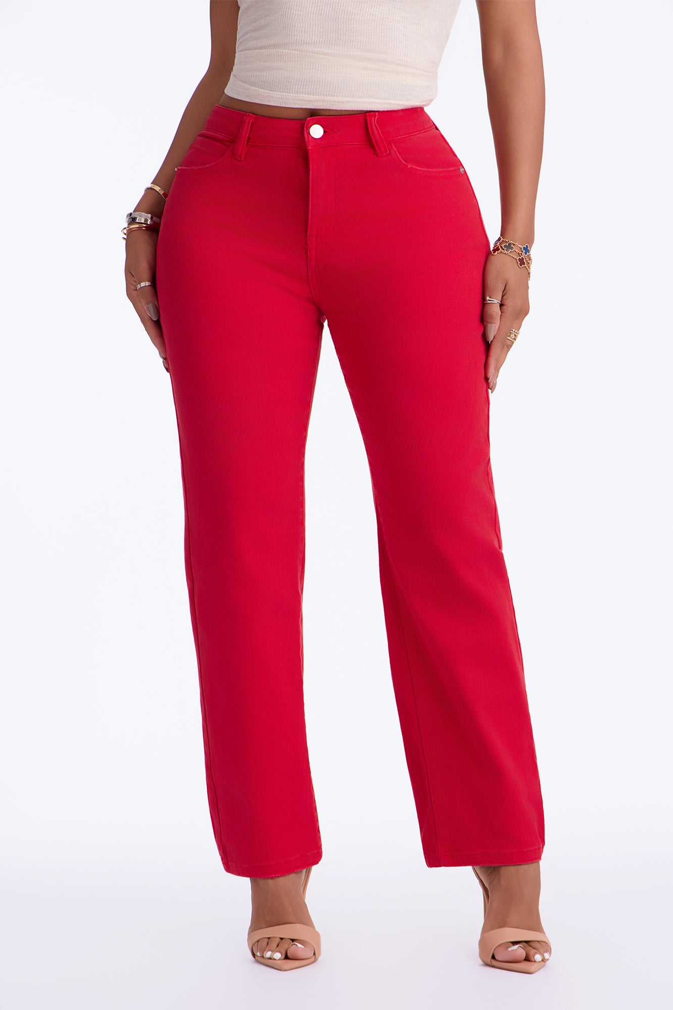 Smoke Signal Distressed Mom Jeans - Red image 6