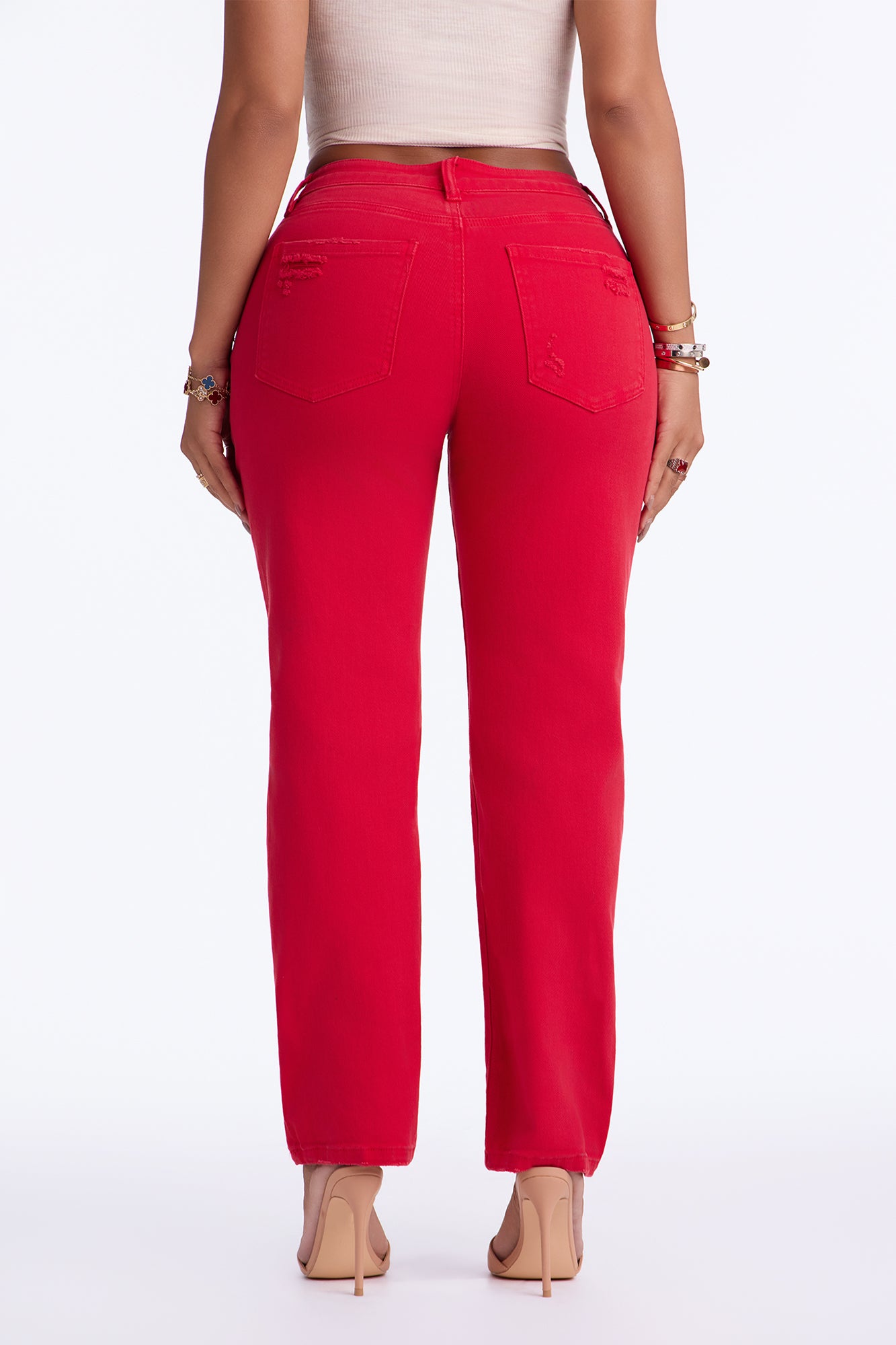 Smoke Signal Distressed Mom Jeans - Red image 8