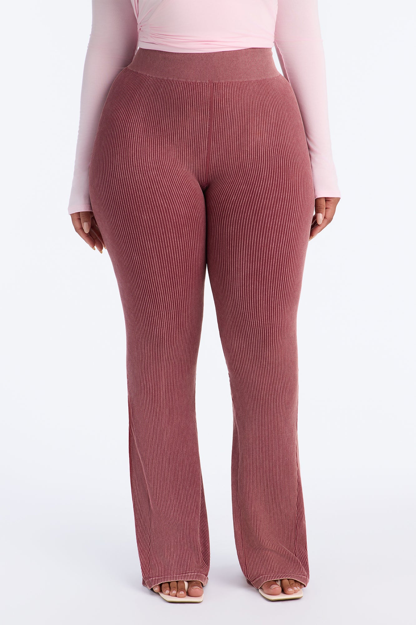 Tall Mia Ribbed Seamless Flare Pant - Sangria