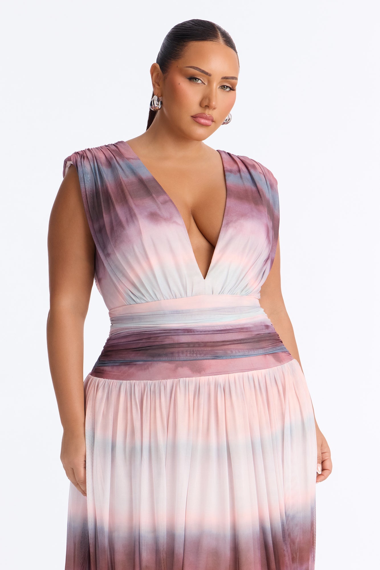 Classic Chic Mesh Maxi Dress - Mauve/combo image 2