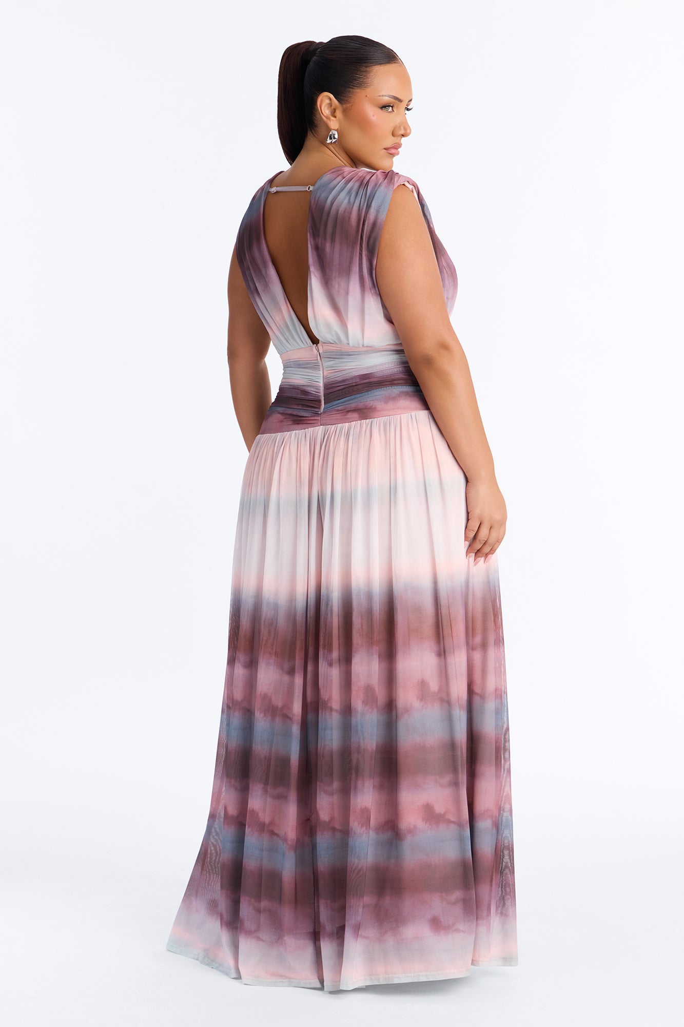 Classic Chic Mesh Maxi Dress - Mauve/combo image 4