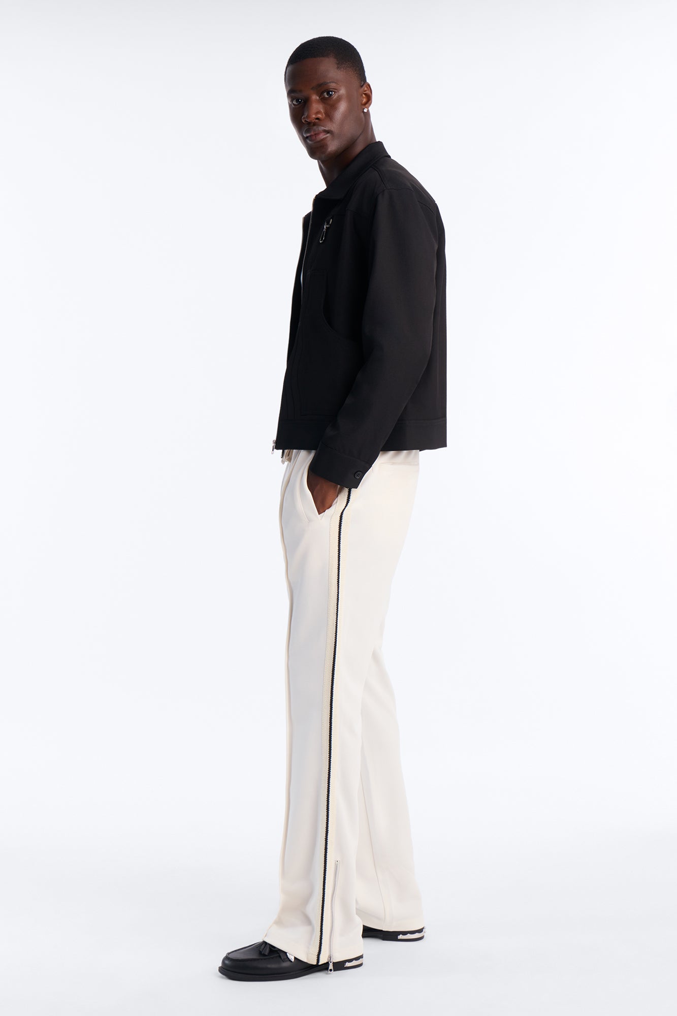 Dennis Slim Flare Track Pant - Cream