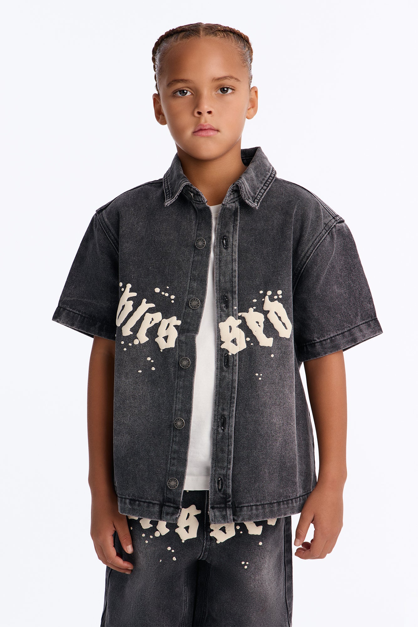 Mini Been Blessed Denim Button Up Shirt - Black