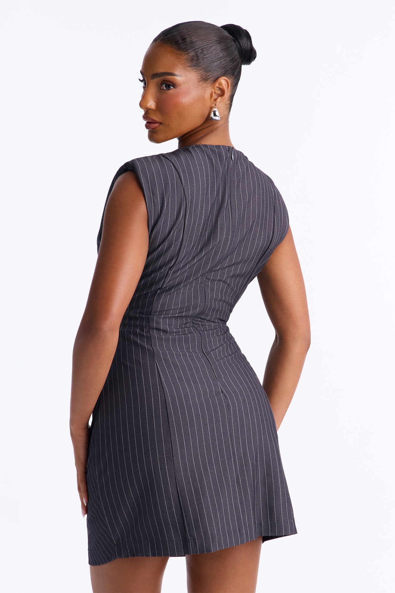 Nadia Pinstripe Mini Dress - Grey image 7