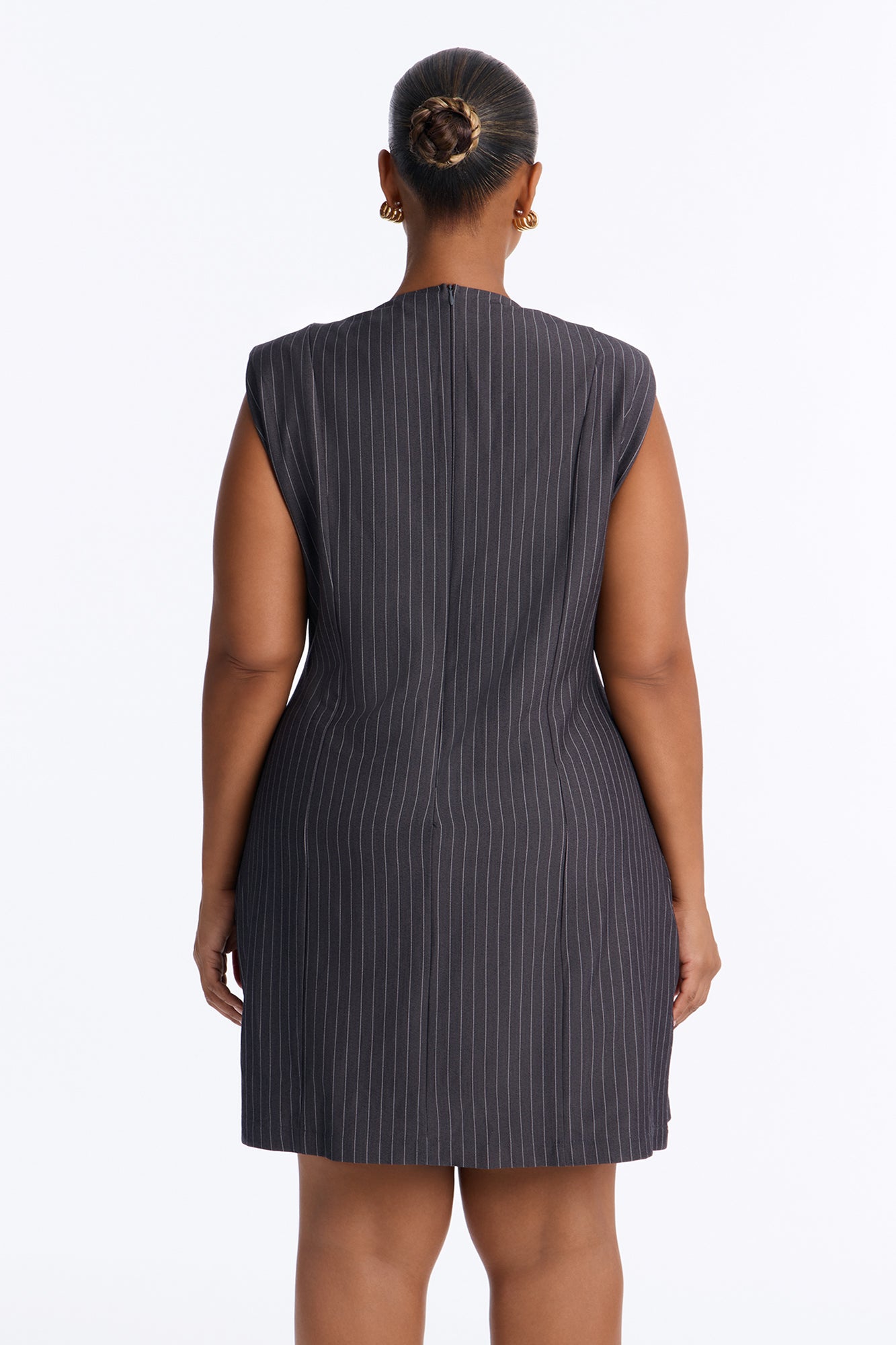 Nadia Pinstripe Mini Dress - Grey image 4