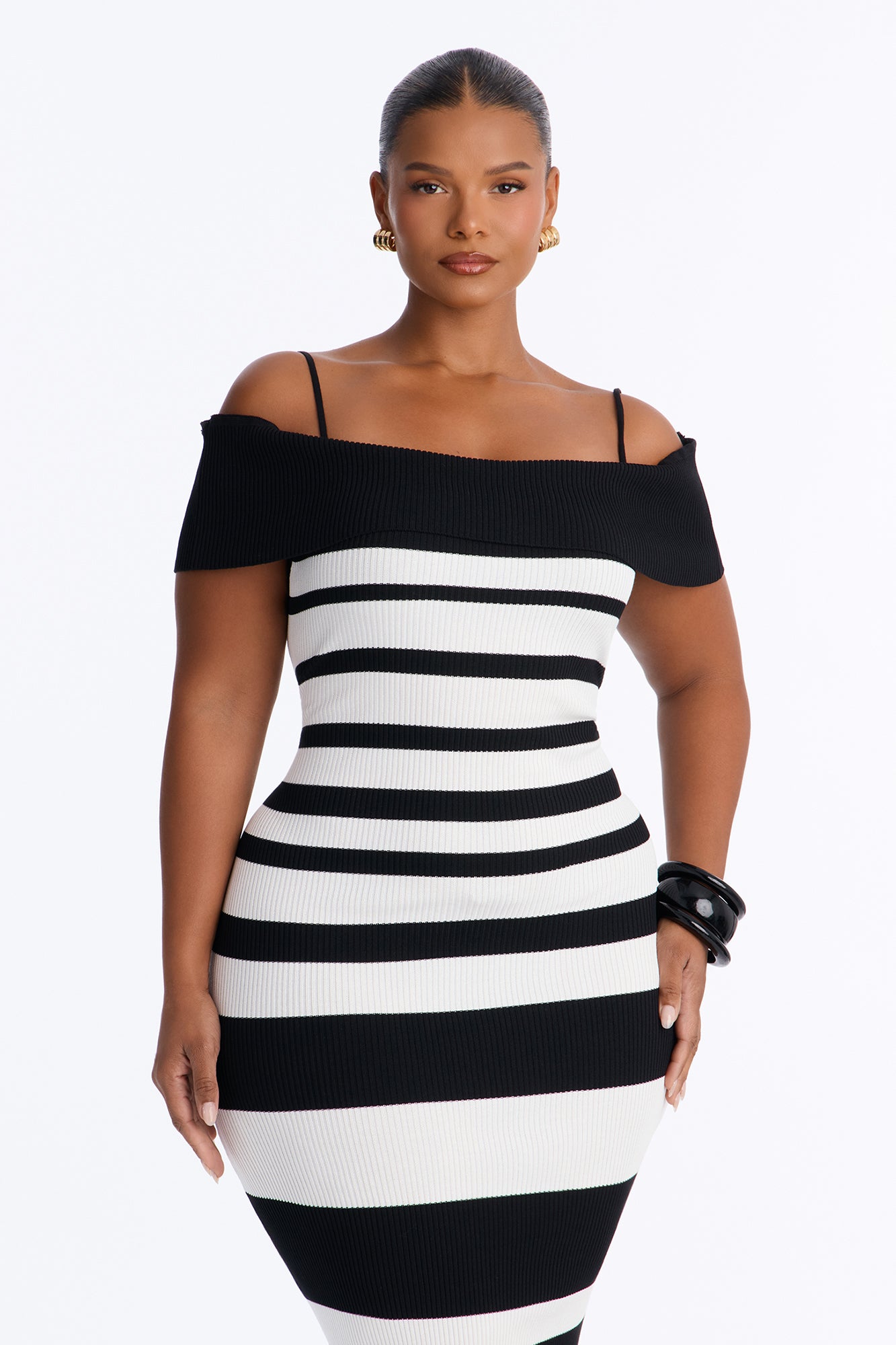 Simple Slay Sweater Maxi Dress - Black/White image 2