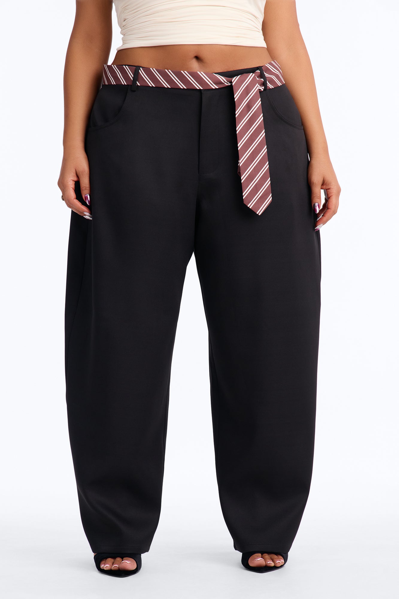 All Tied Up Barrel Leg Trouser - Black