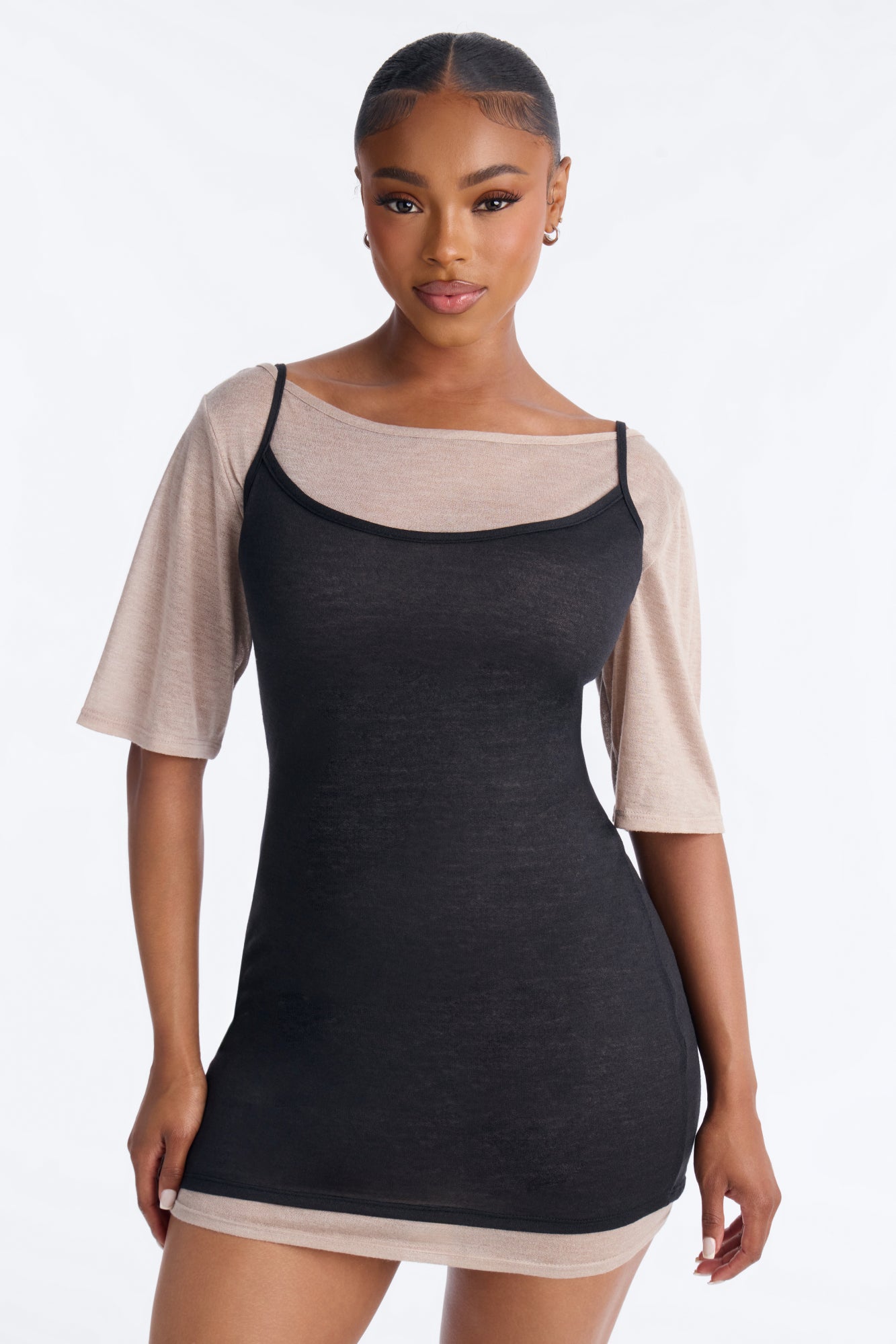 Kya Soft Haze Short Sleeve Mini Dress - Black/combo image 5