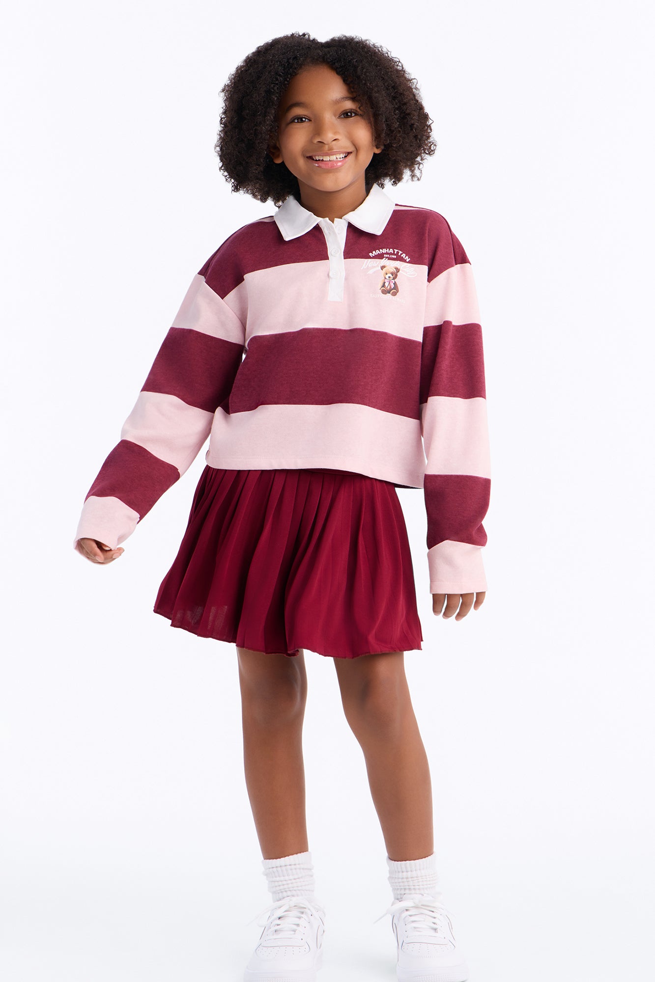 Mini Manhattan Girl Pleated Skort Set - Burgundy/combo