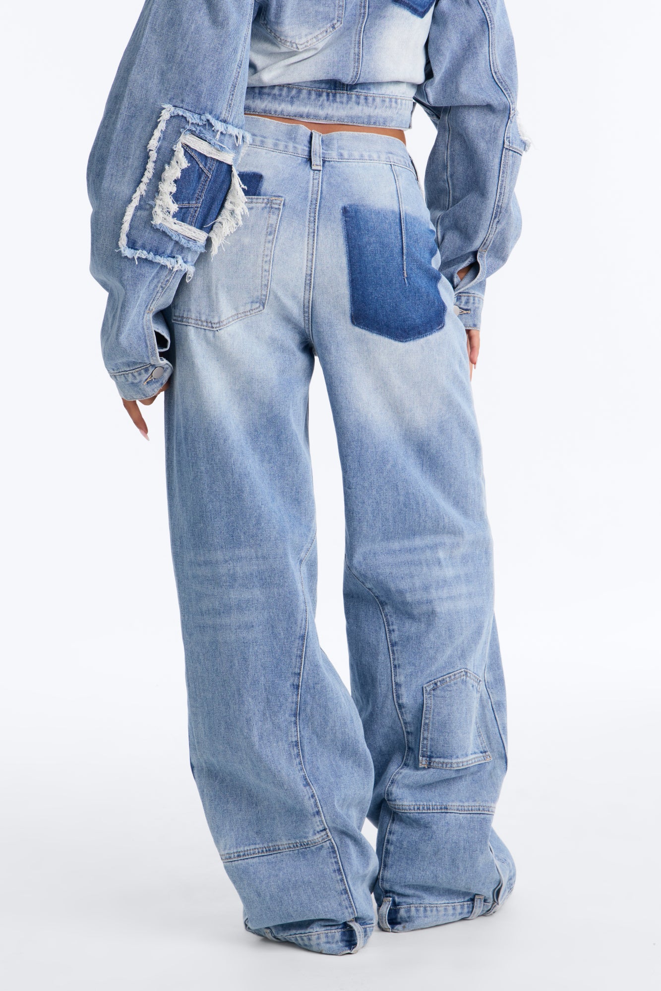 No Return Reconstructed Wide Leg Jeans - Medium Wash image 5