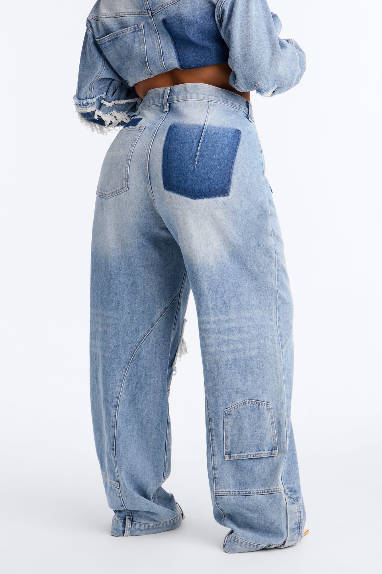 No Return Reconstructed Wide Leg Jeans - Medium Wash image 4