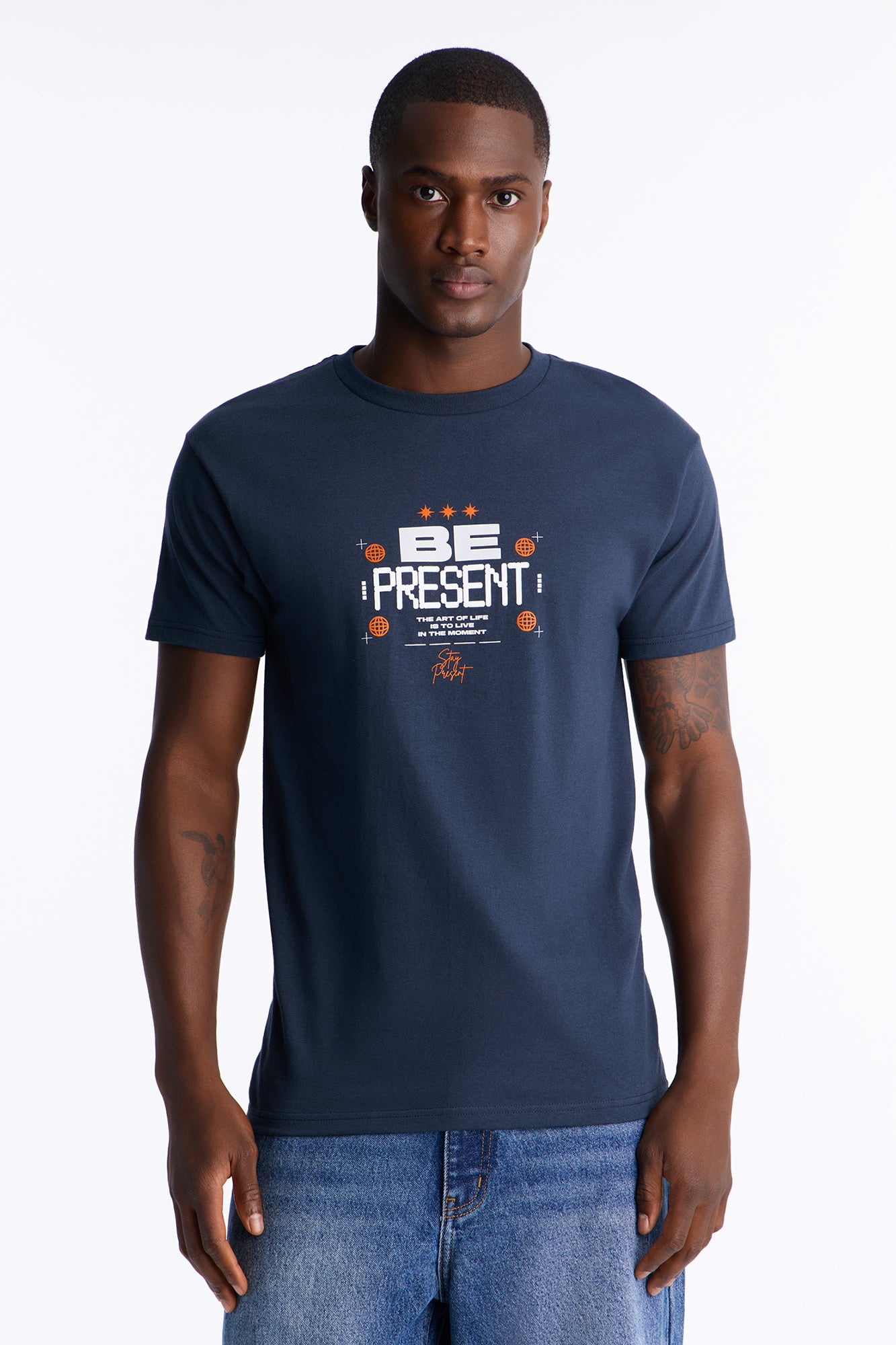 The Art Of Life Past Present Future Short Sleeve Tee - Navy