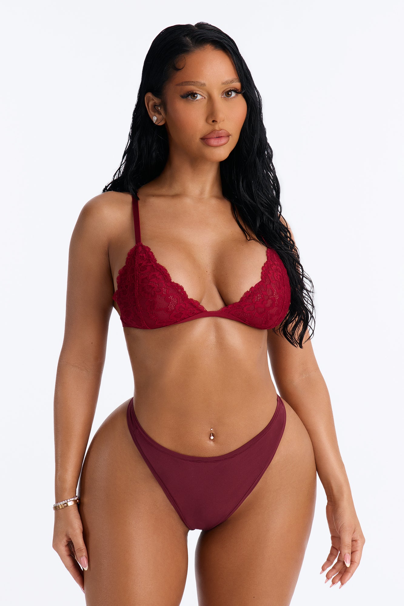 Dress Lace Triangle Bralette - DarkRed