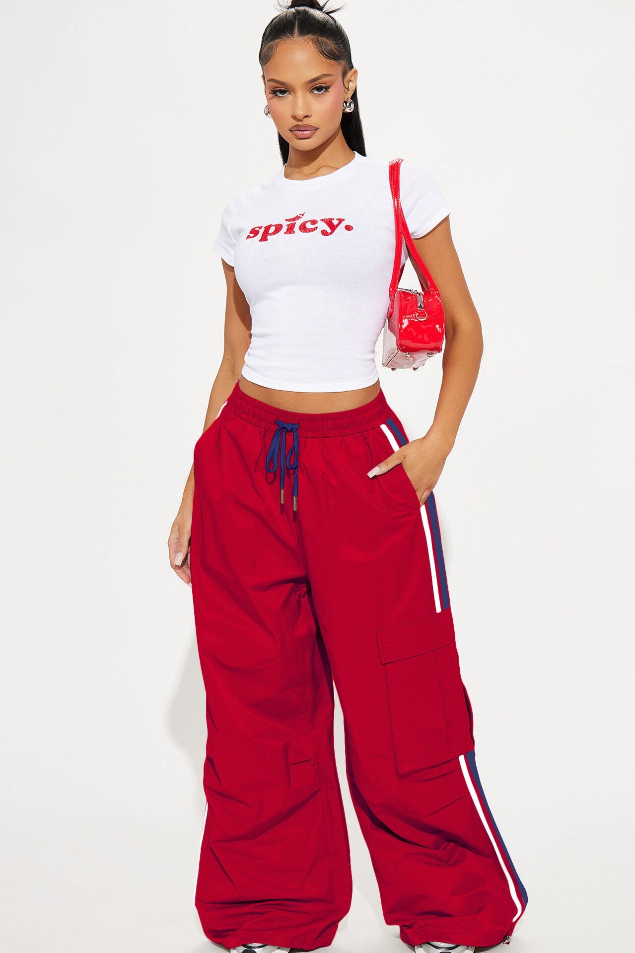 What She Said Windbreaker Track Pant - Red