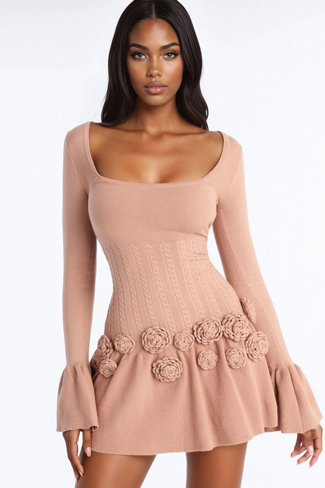 Silvana Rose Sweater Mini Dress - Mocha