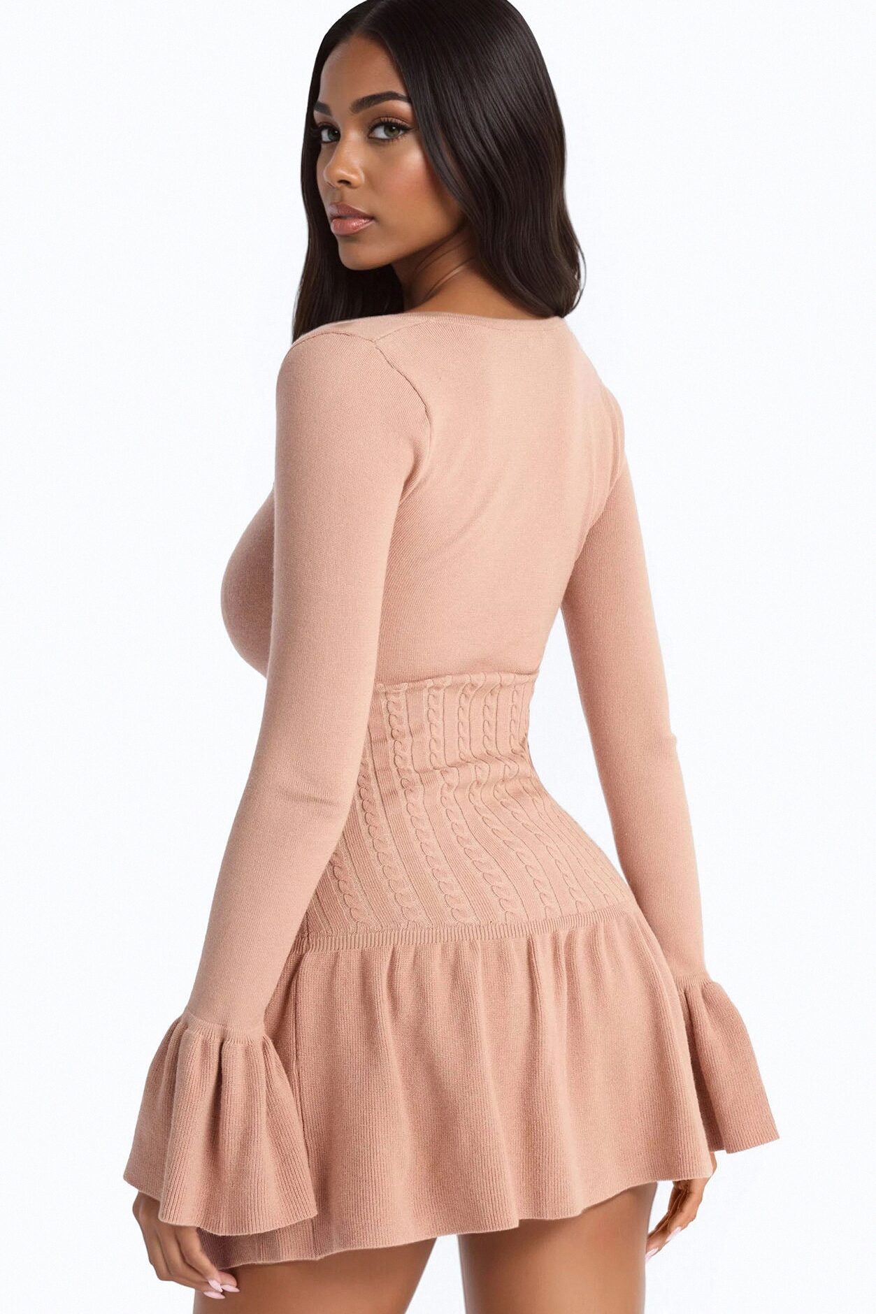 Silvana Rose Sweater Mini Dress - Mocha