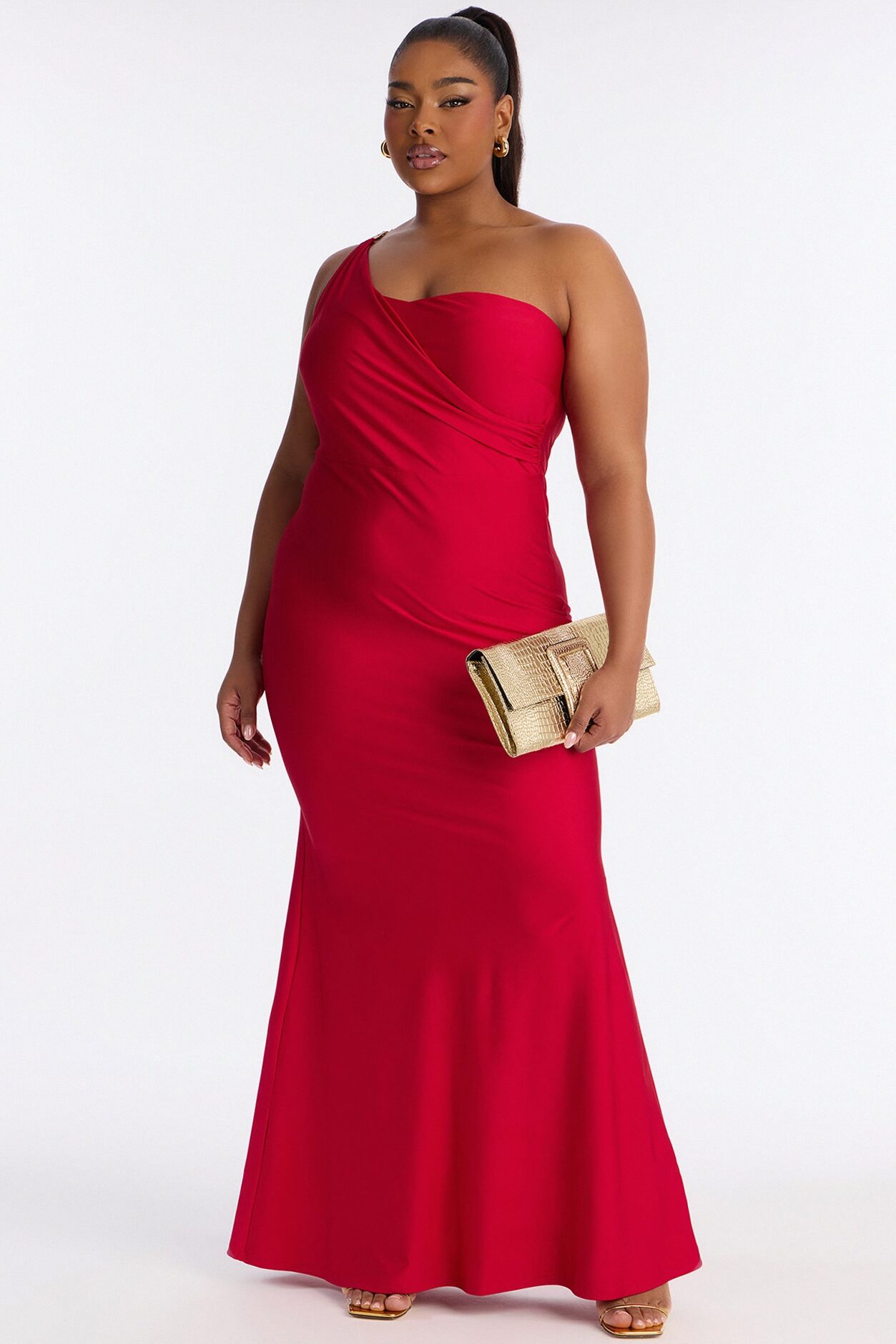 Alexis One Shoulder Gown - Red