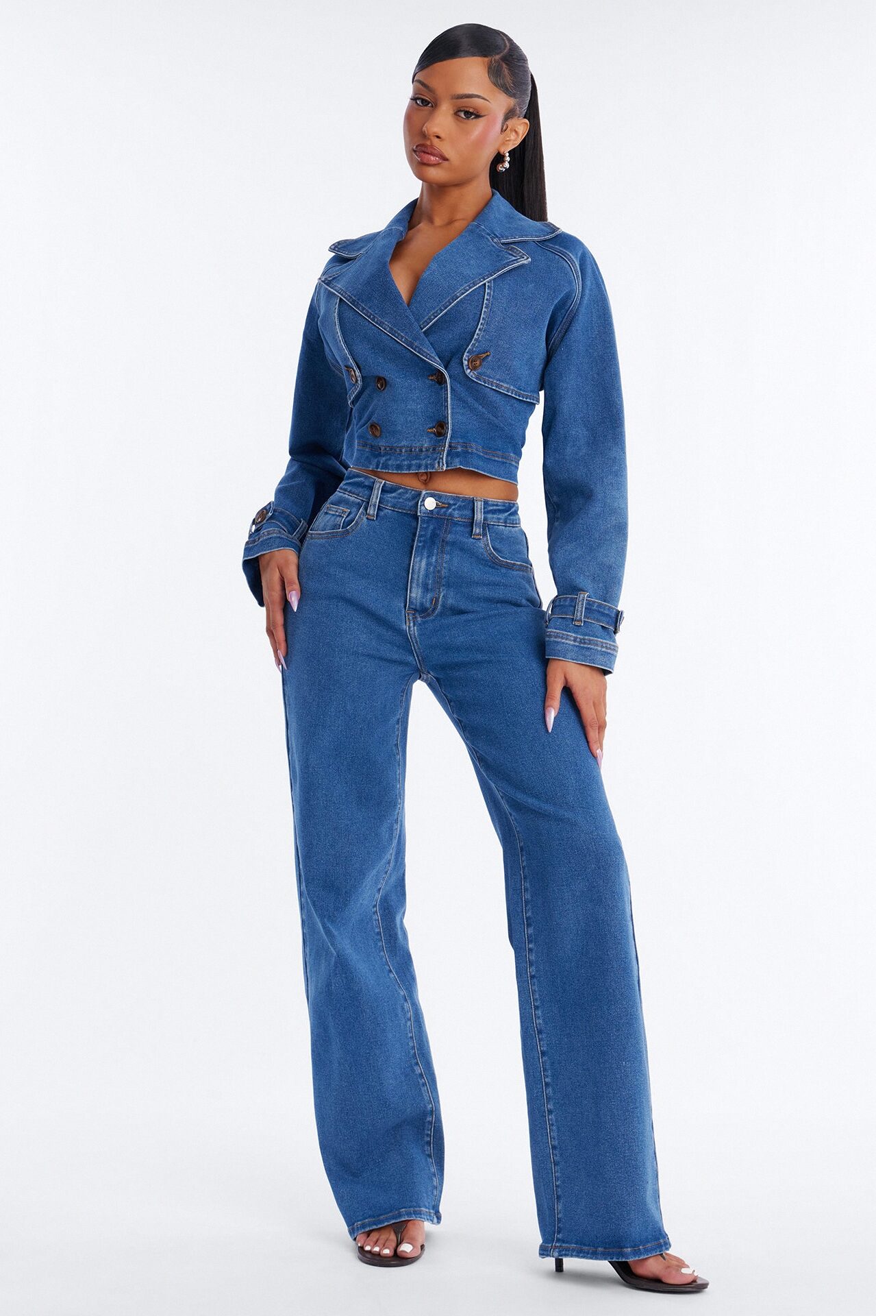 Diva Days Denim Pant Set - Medium Wash