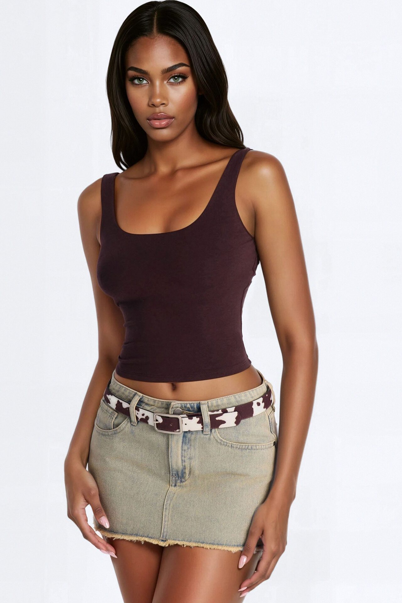 Denise Double Lined Tank - Brown