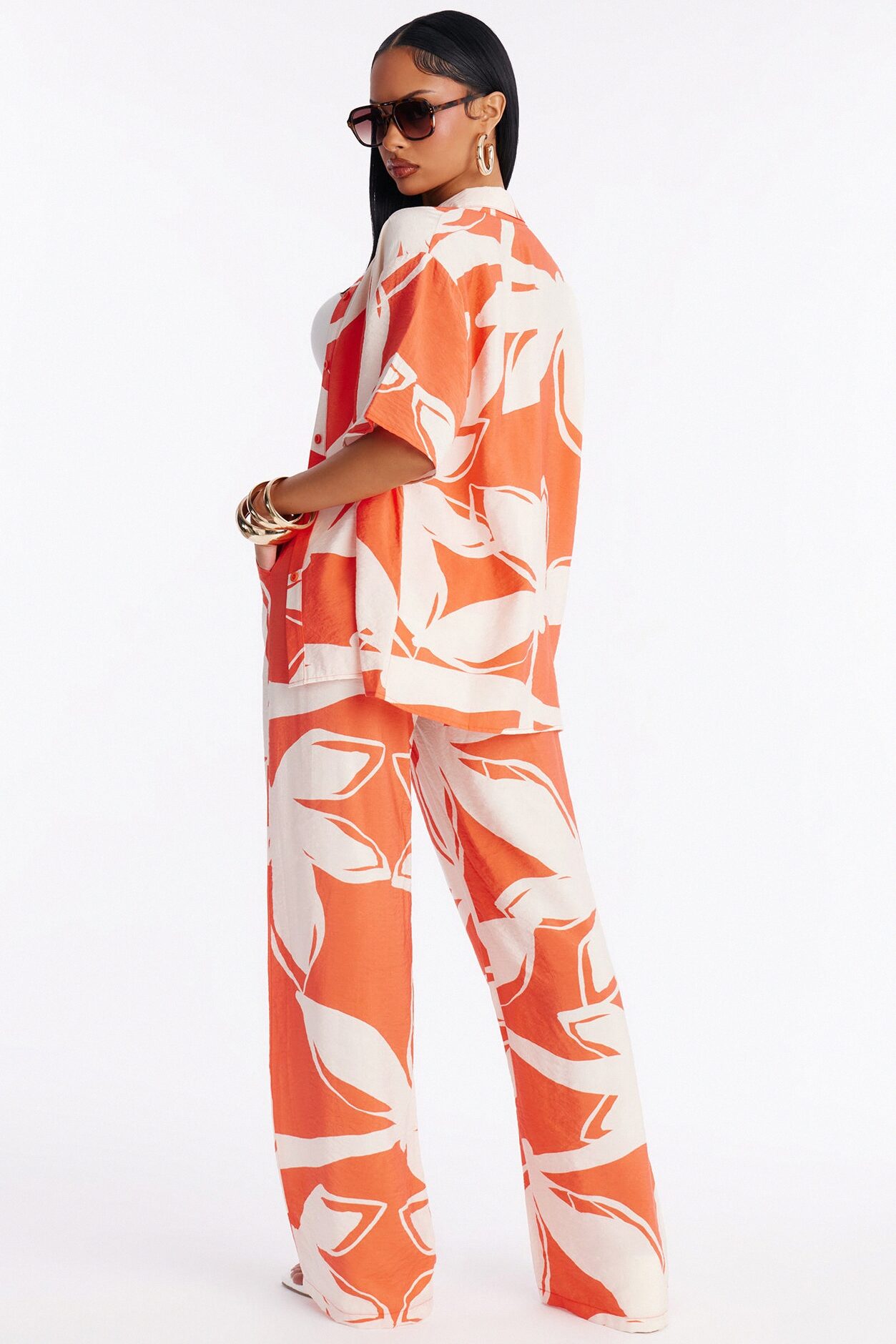 Ready For Vacay Wide Leg Pant Set - Orange