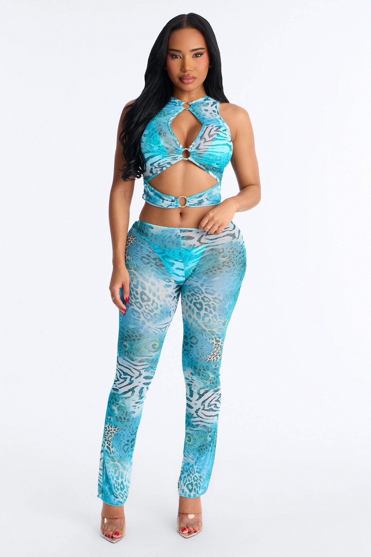 See What's Next 4 Piece Bikini And Coverup Set - Blue