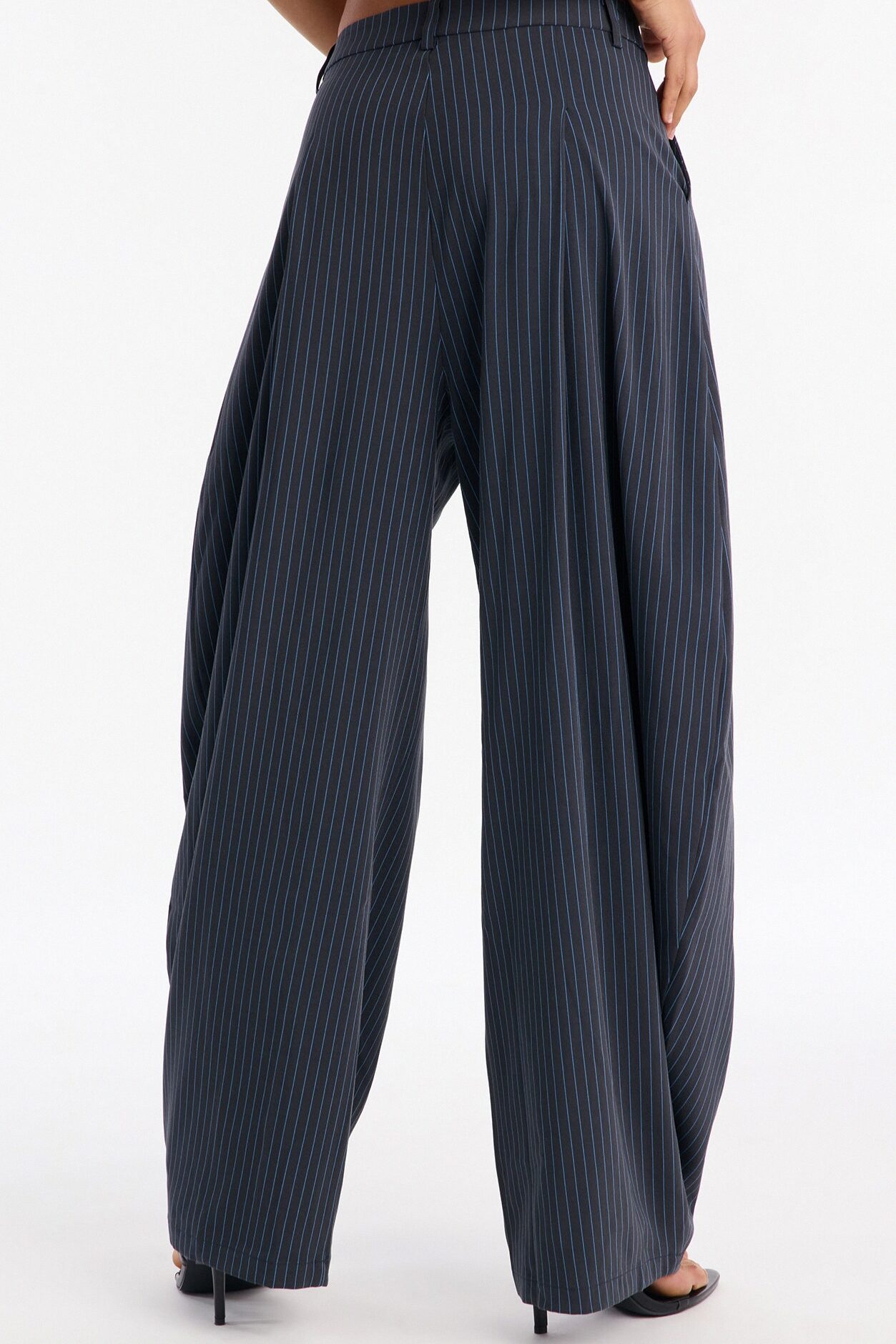 Run This Office Pinstripe Barrel Leg Pant 33″ - Navy