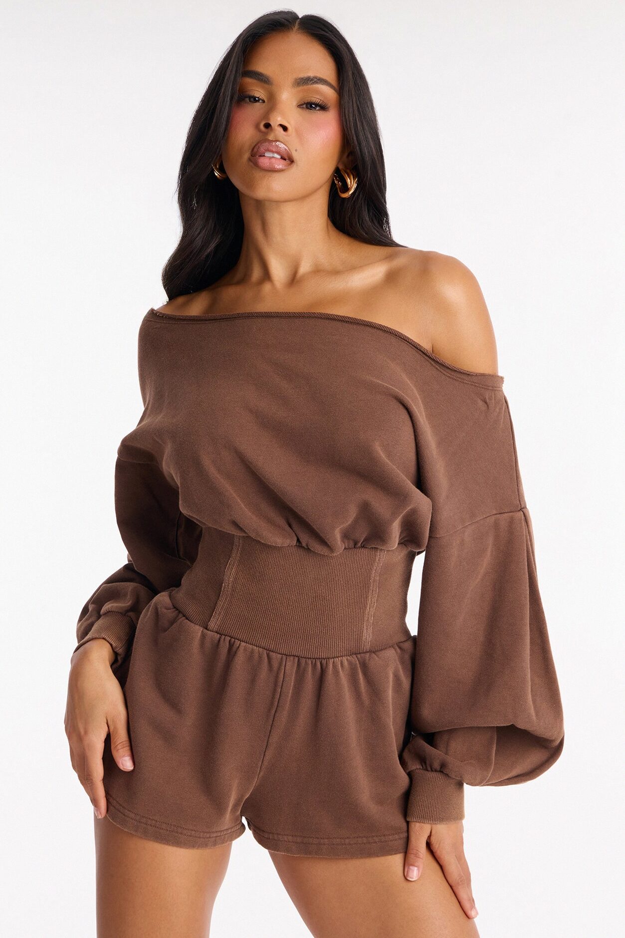 Come Find Me Terry Romper - Chocolate