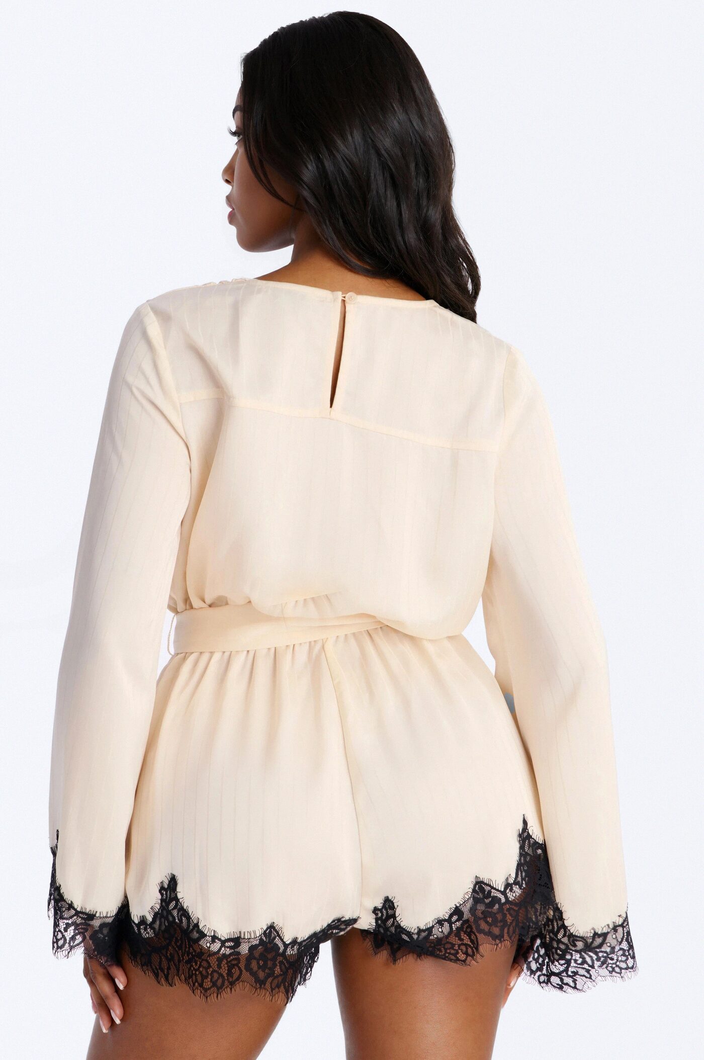 Cristine Satin Lace Romper - Cream/combo