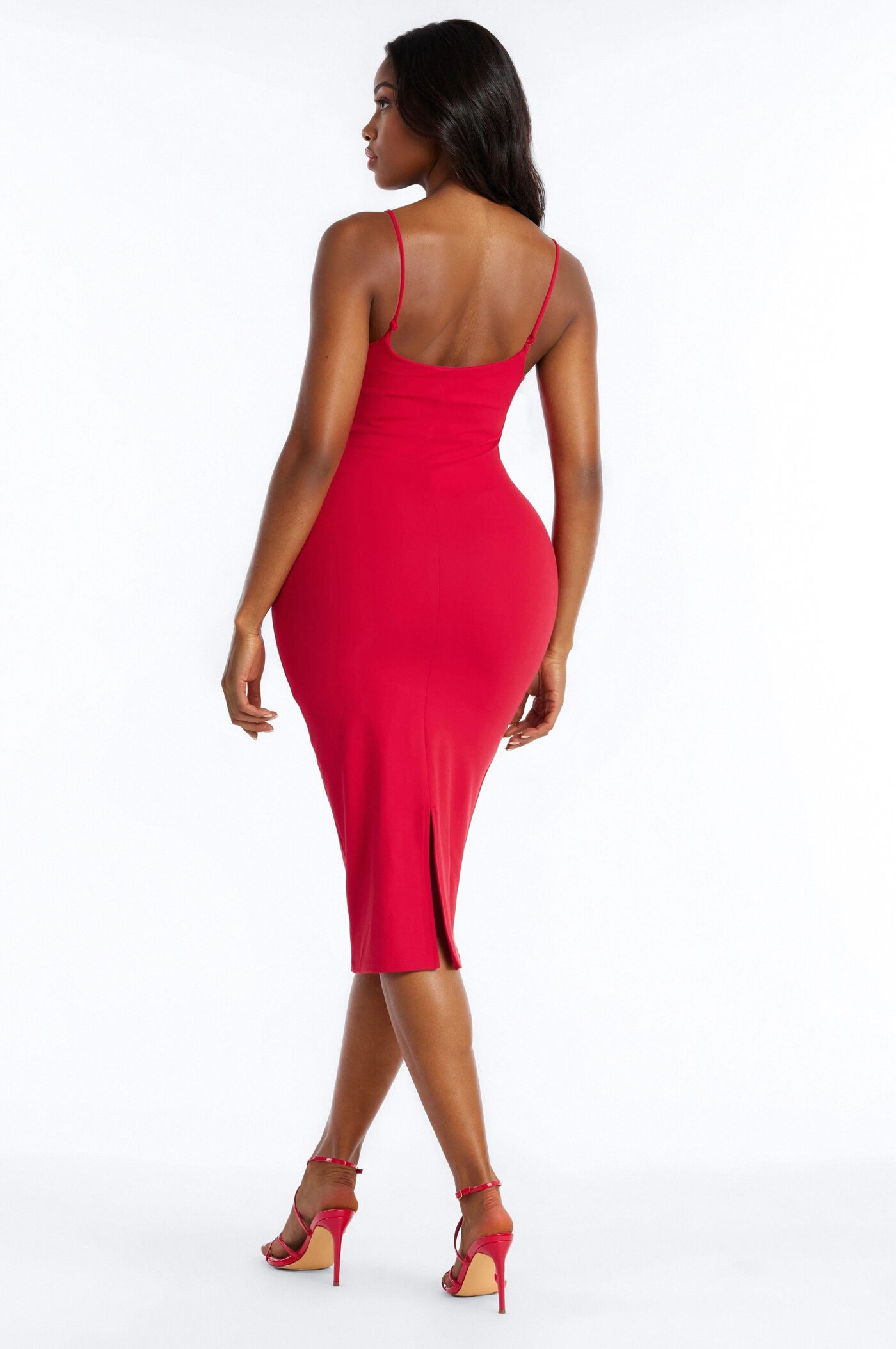 Lylah Double Lined Midi Dress - Red