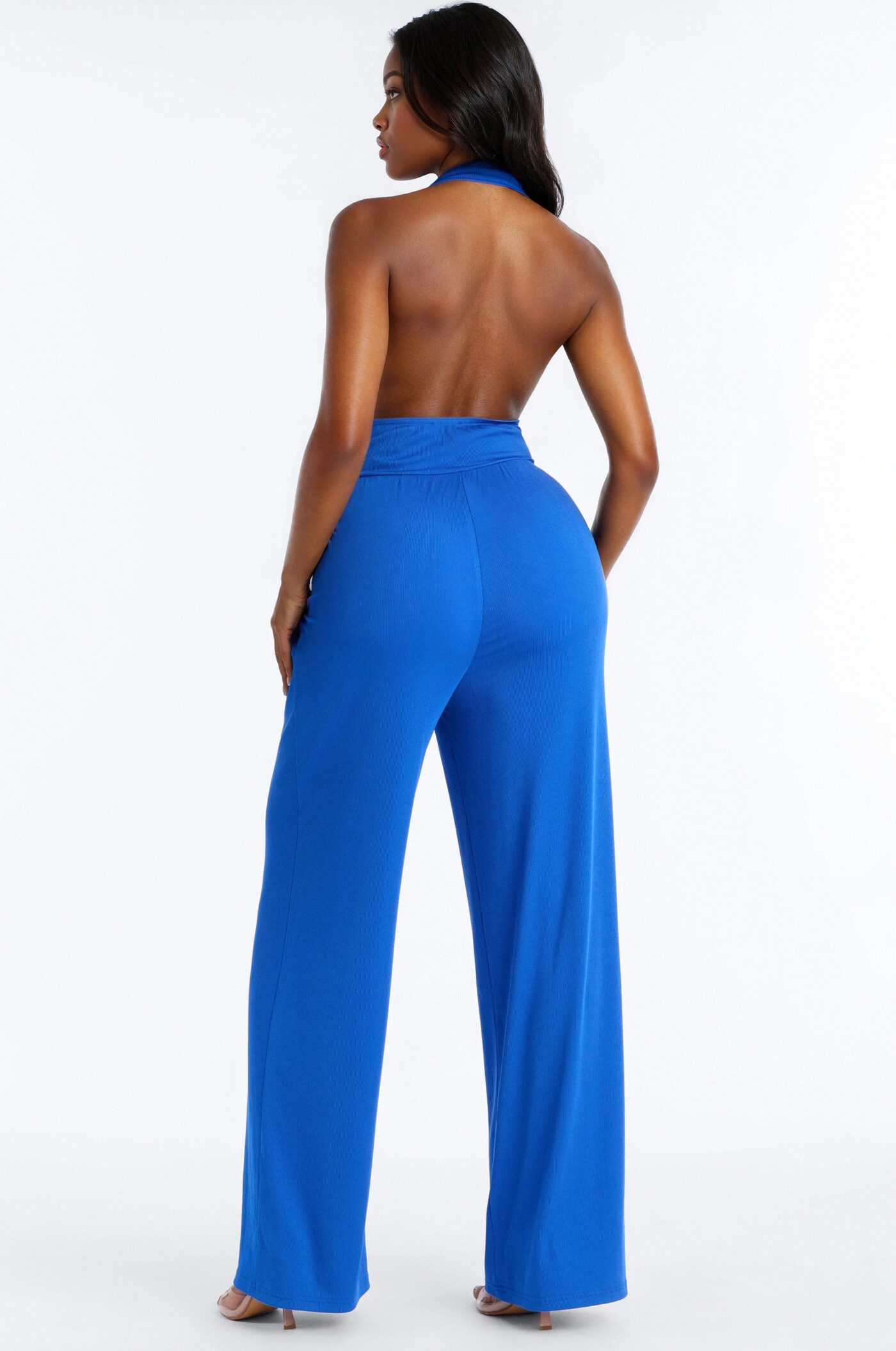 Aryana Plunge Neck Jumpsuit - Royal