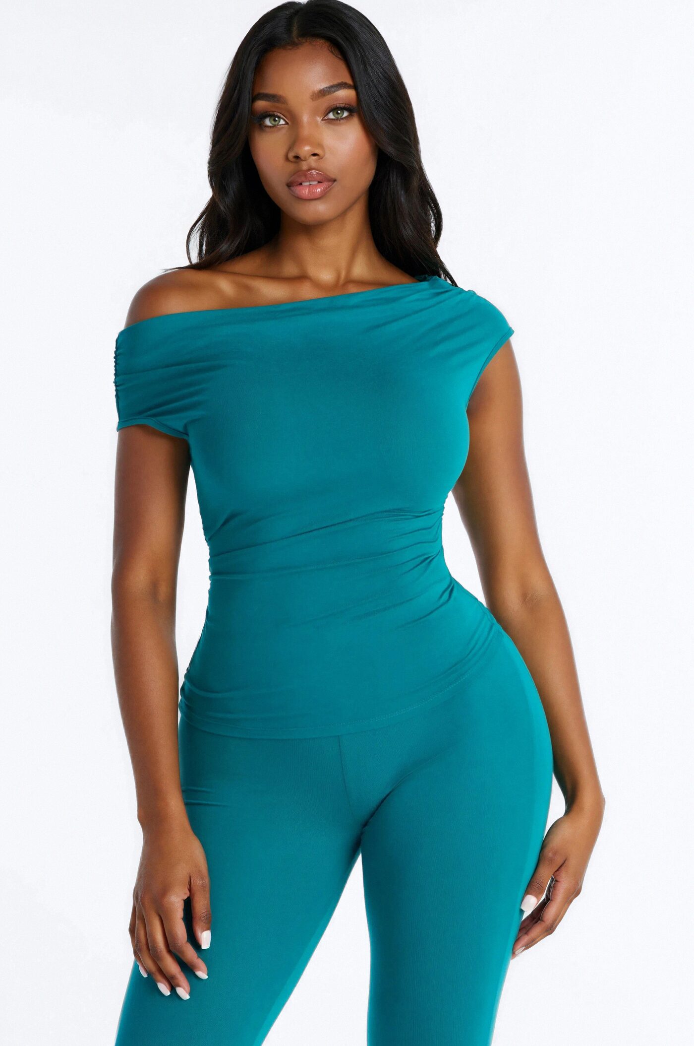 Havana Off Shoulder Capri Pant Set - Teal
