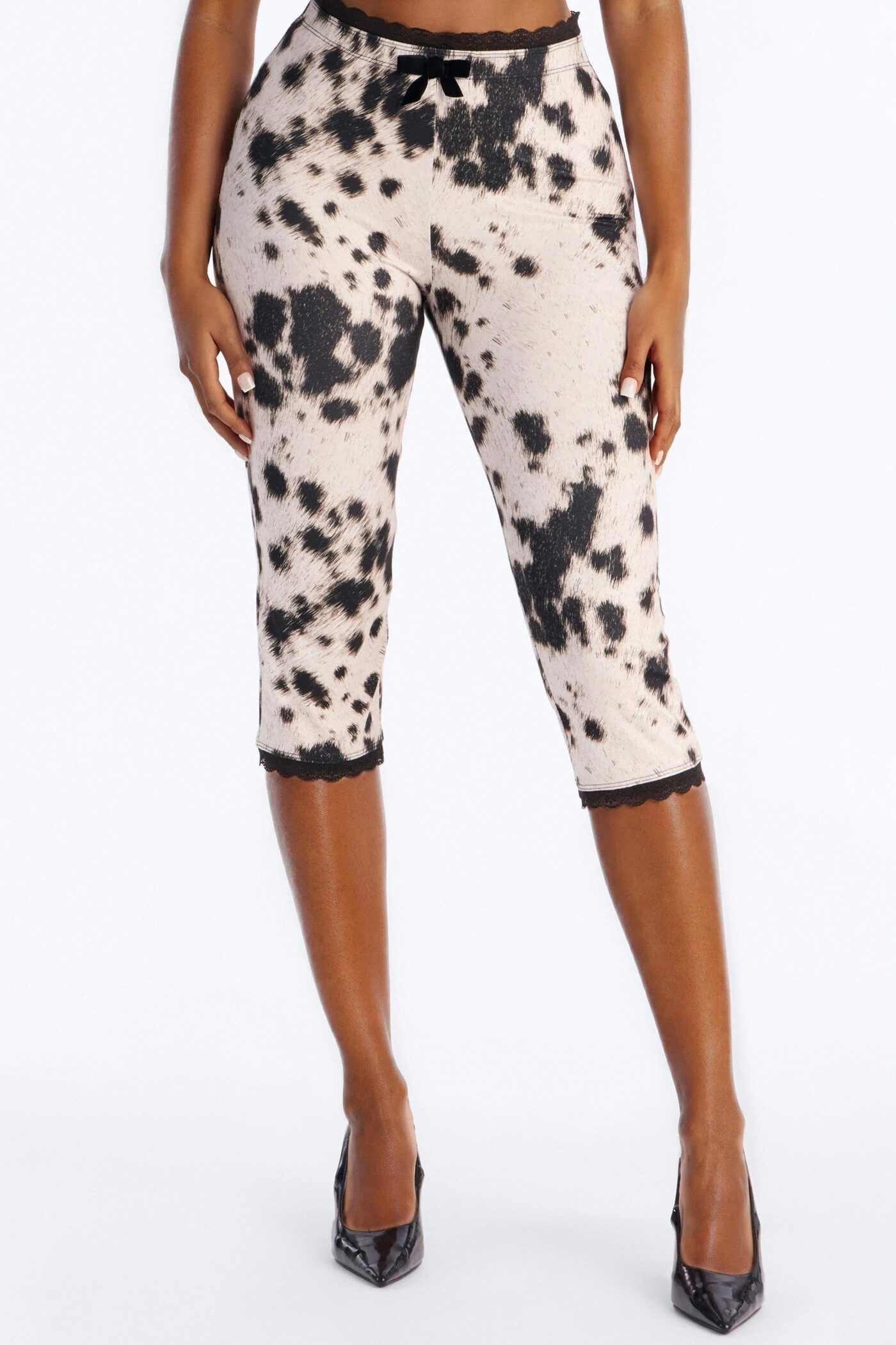 Florentina Lace Trim Capri Legging - Cream/combo