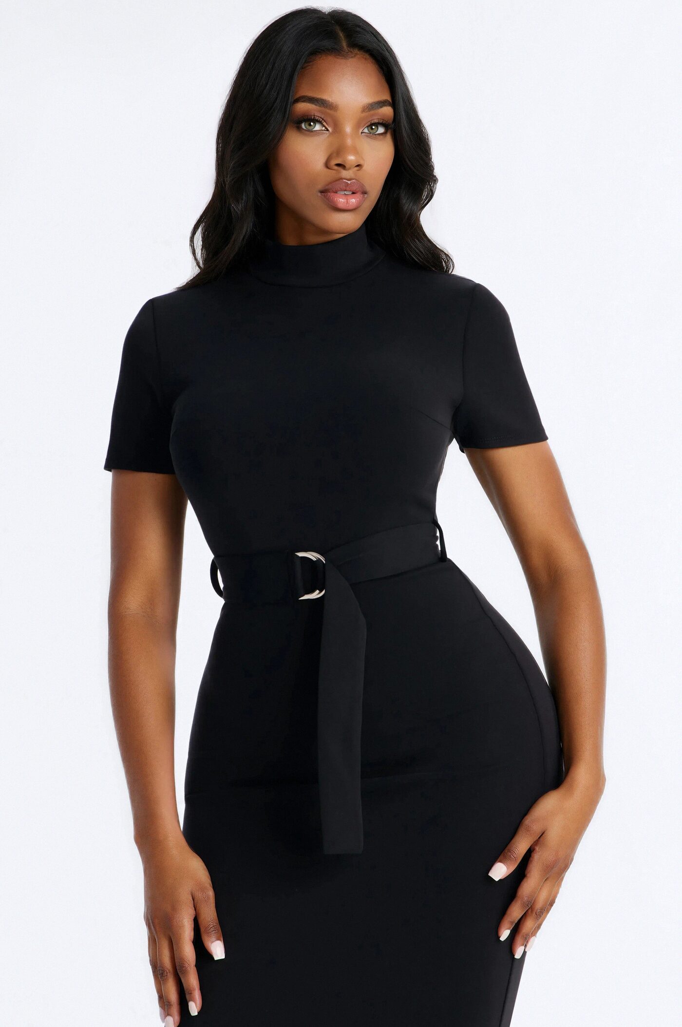 Parker Belted Midi Dress - Black