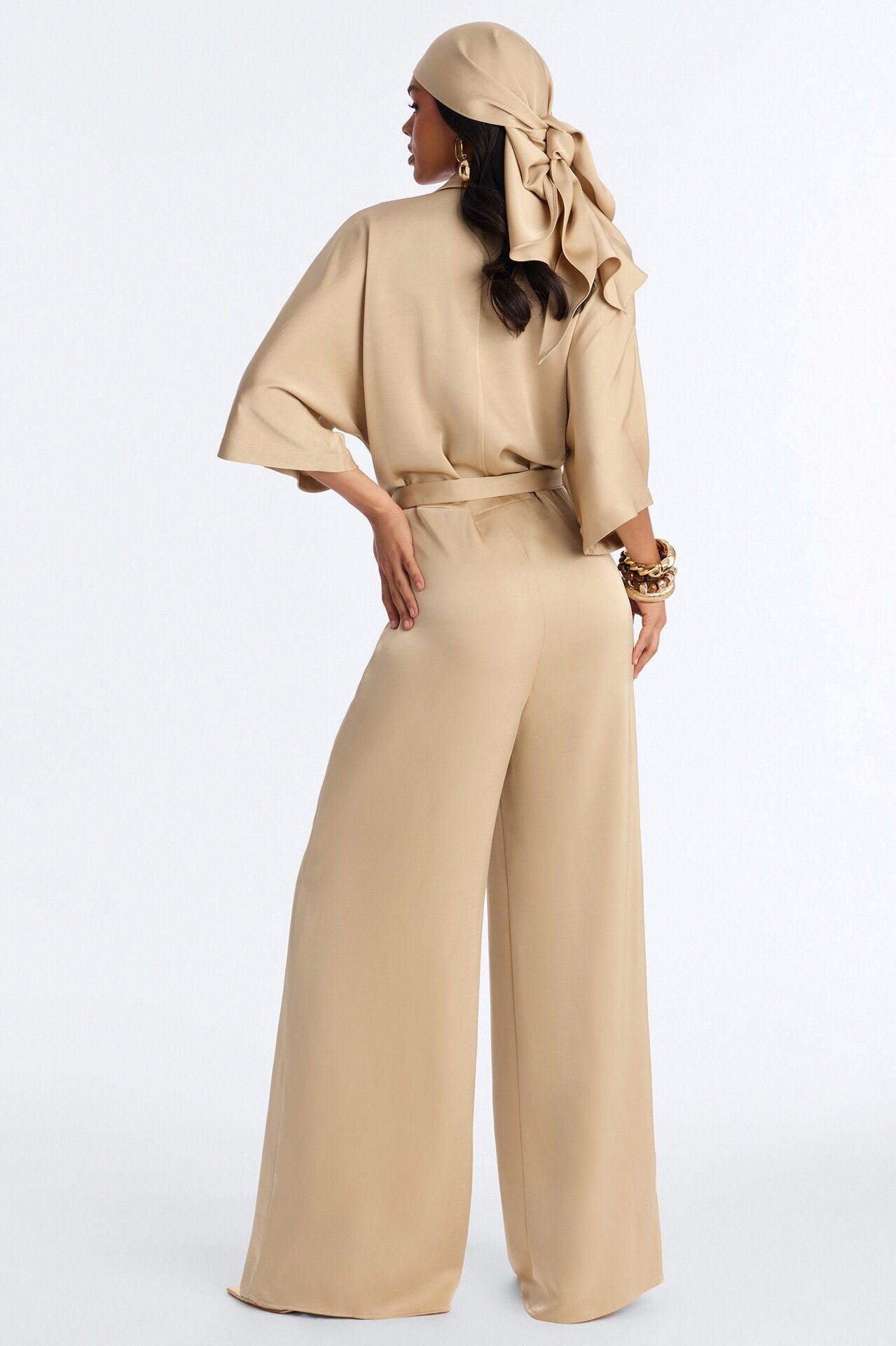 Angelina Satin 2 Piece Jumpsuit Set - Champagne