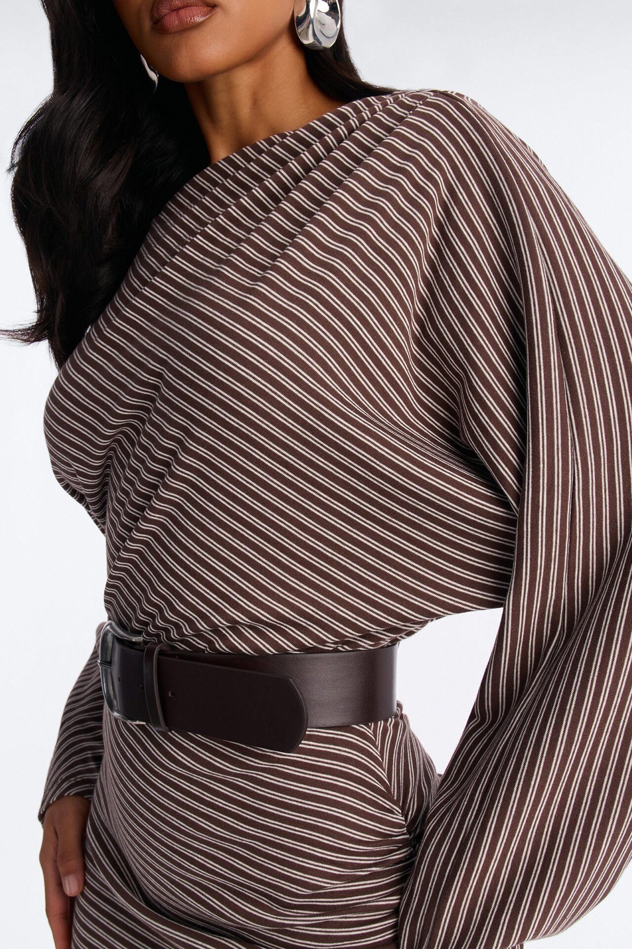 Keep It Casual Long Sleeve Belted Maxi Dress - Brown/combo