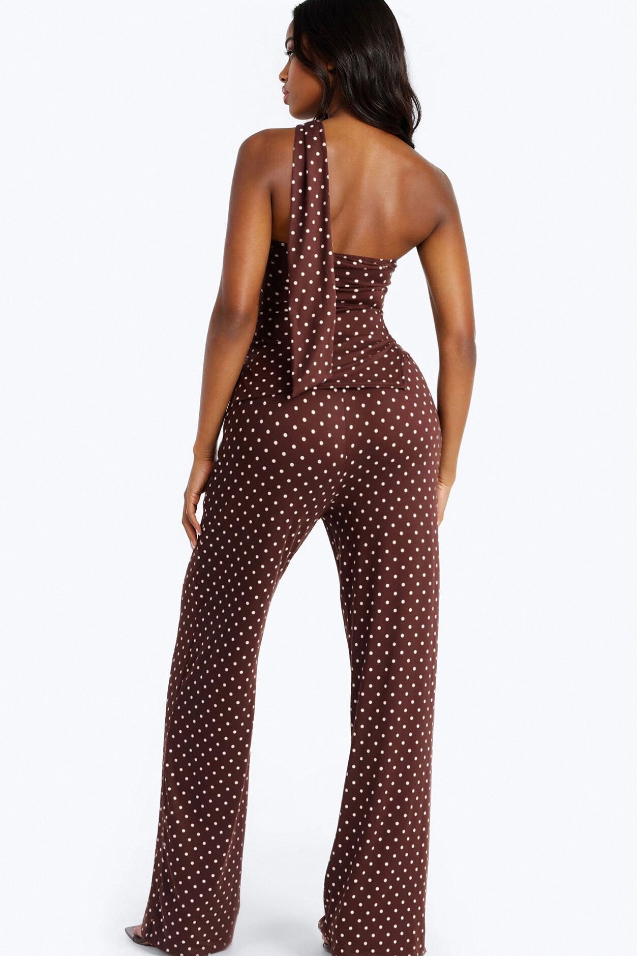 Anette Polka Dot 3 Piece Pant Set - Brown Combo