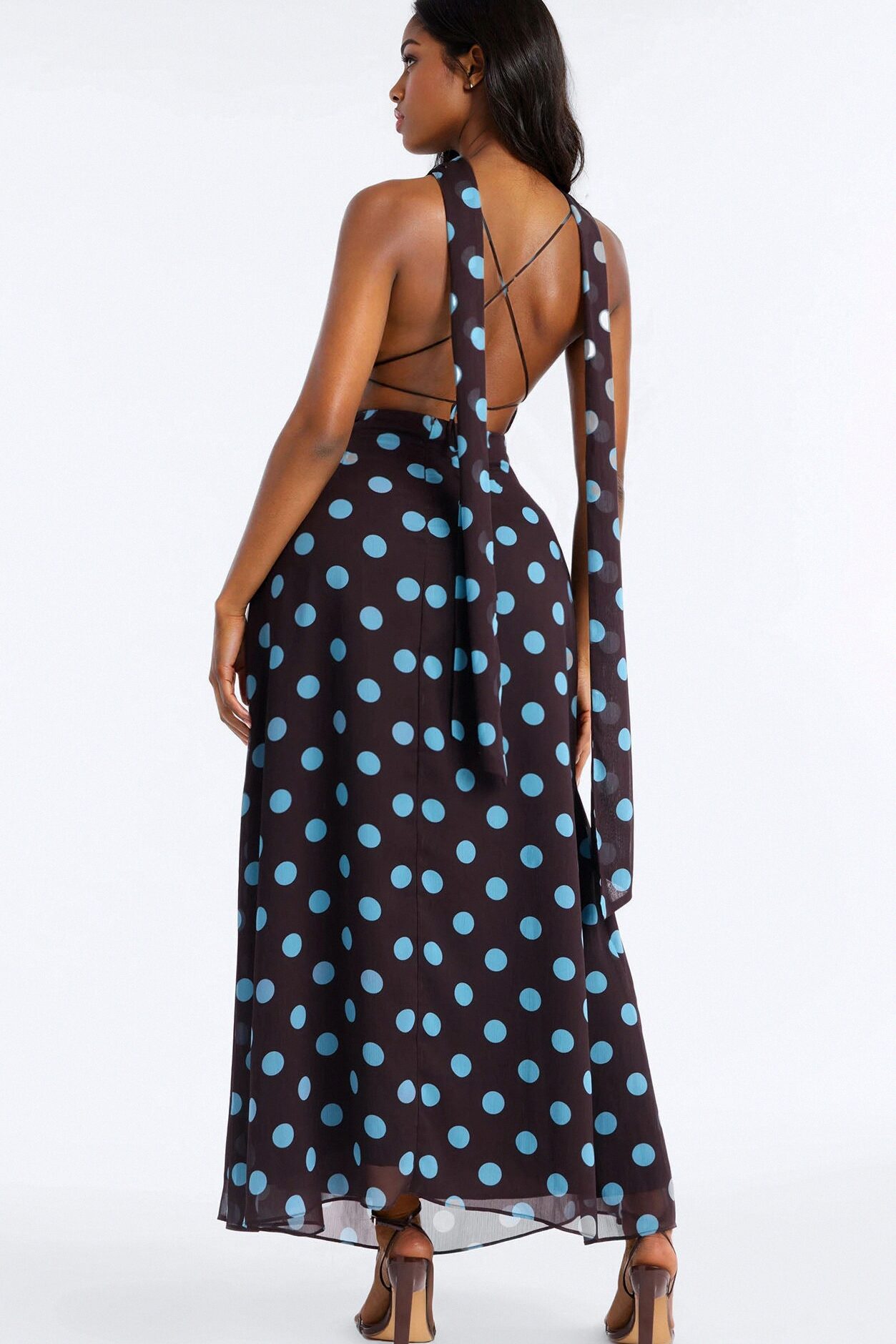 Mikayla Scarf Chiffon Maxi Dress - Chocolate/Combo