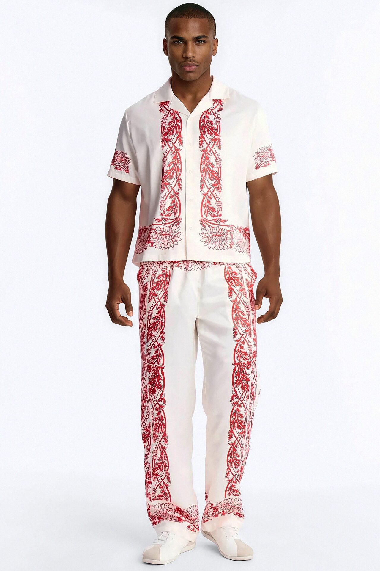 KOS Cuban Collar Button Up Shirt - White