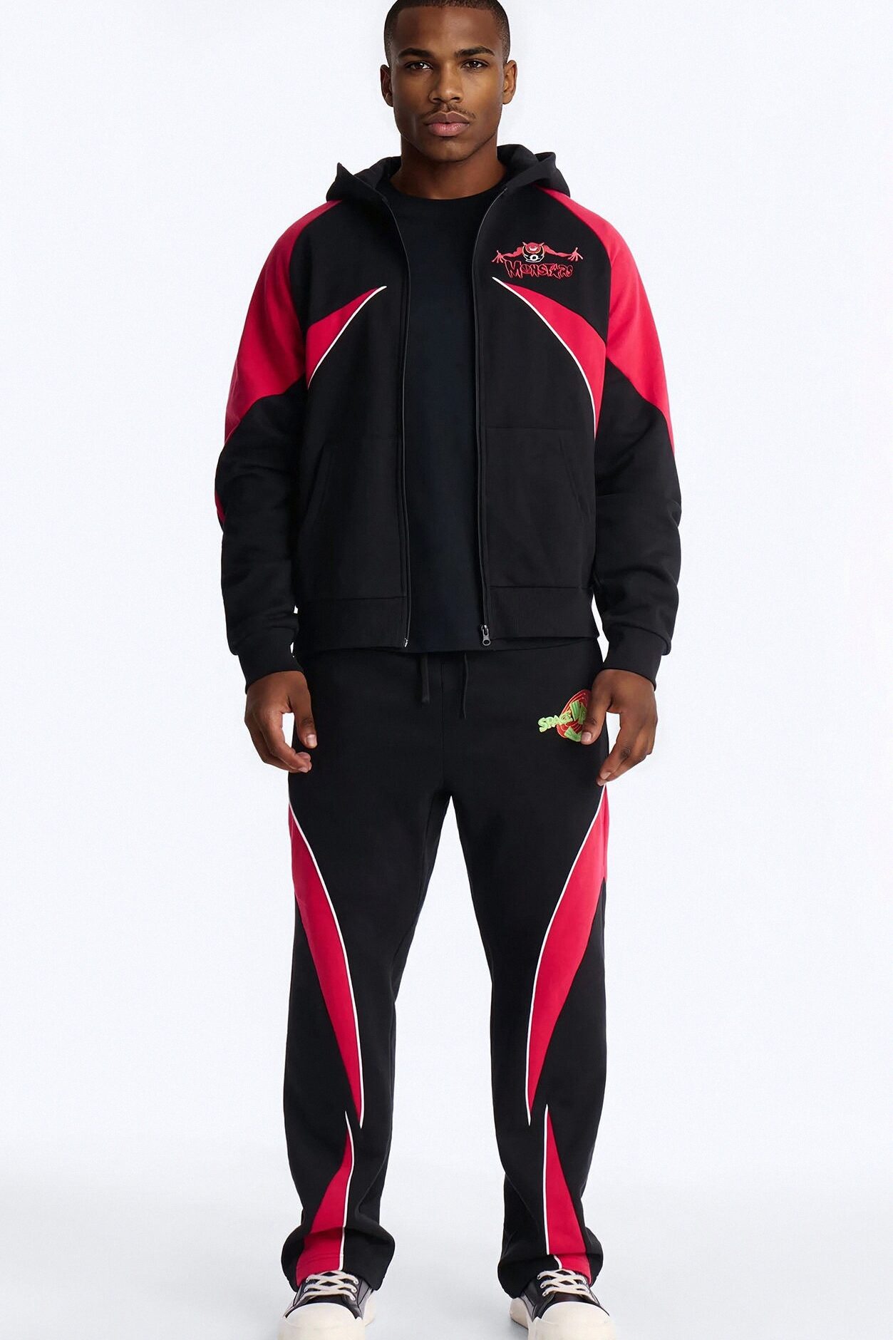 Space Jam Monstars Defense Paneled Zip Up Hoodie - Black