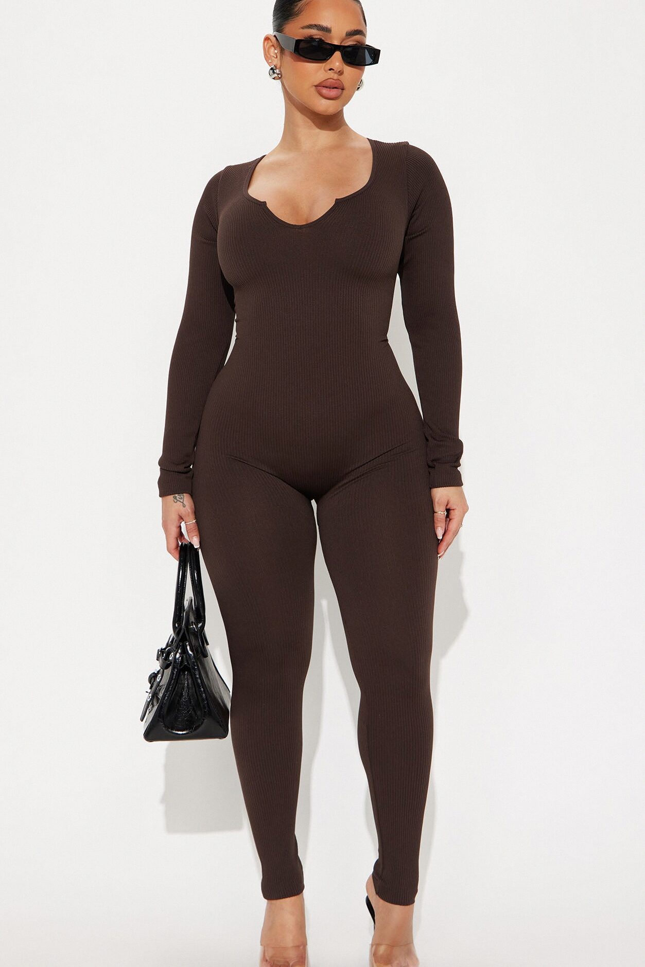 Giada Seamless Jumpsuit - Chocolate