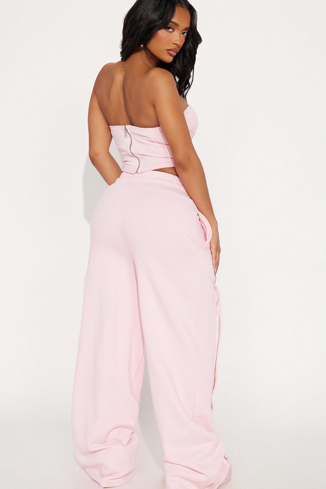 Sara Fleece Track Pant Set - Pink