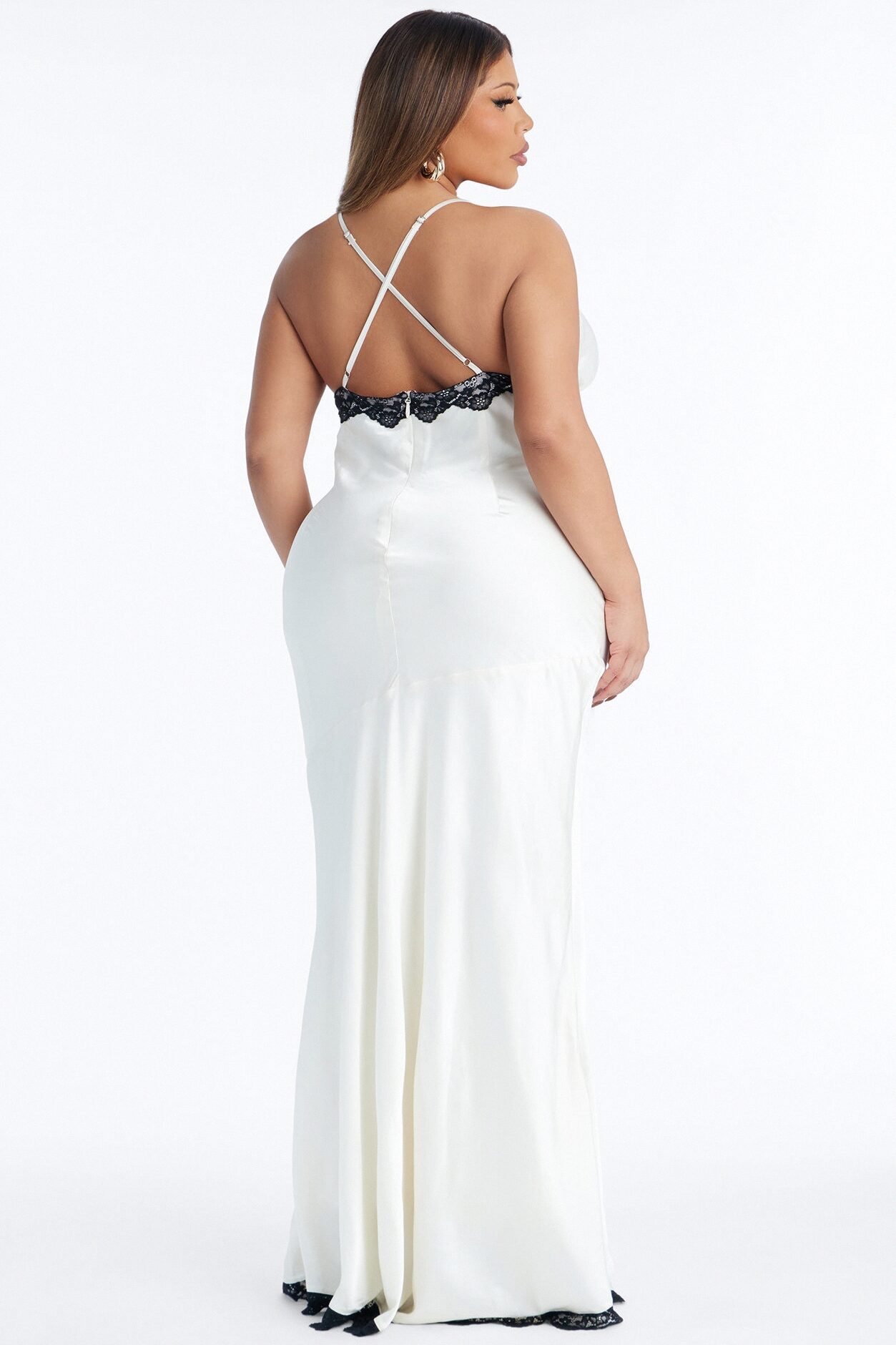 Raylene Lace Satin Maxi Dress - Ivory/combo